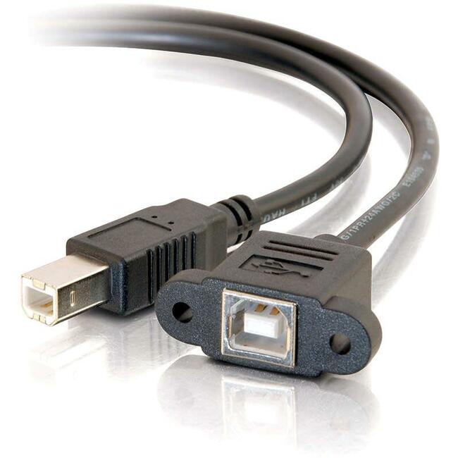 1Ft USB 2.0 Type B Female to Male Panel Mount Cable - Perfect for Printers, Scanners & Industrial Equipment Connections
