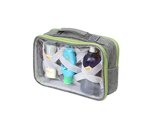 Travel Toiletry Bag with Clear Windows & Elastic Bands - Large Cosmetic Organizer for Women & Men, Waterproof Hanging Makeup Bag for Bathroom, Camping & Airplane Travel Accessories