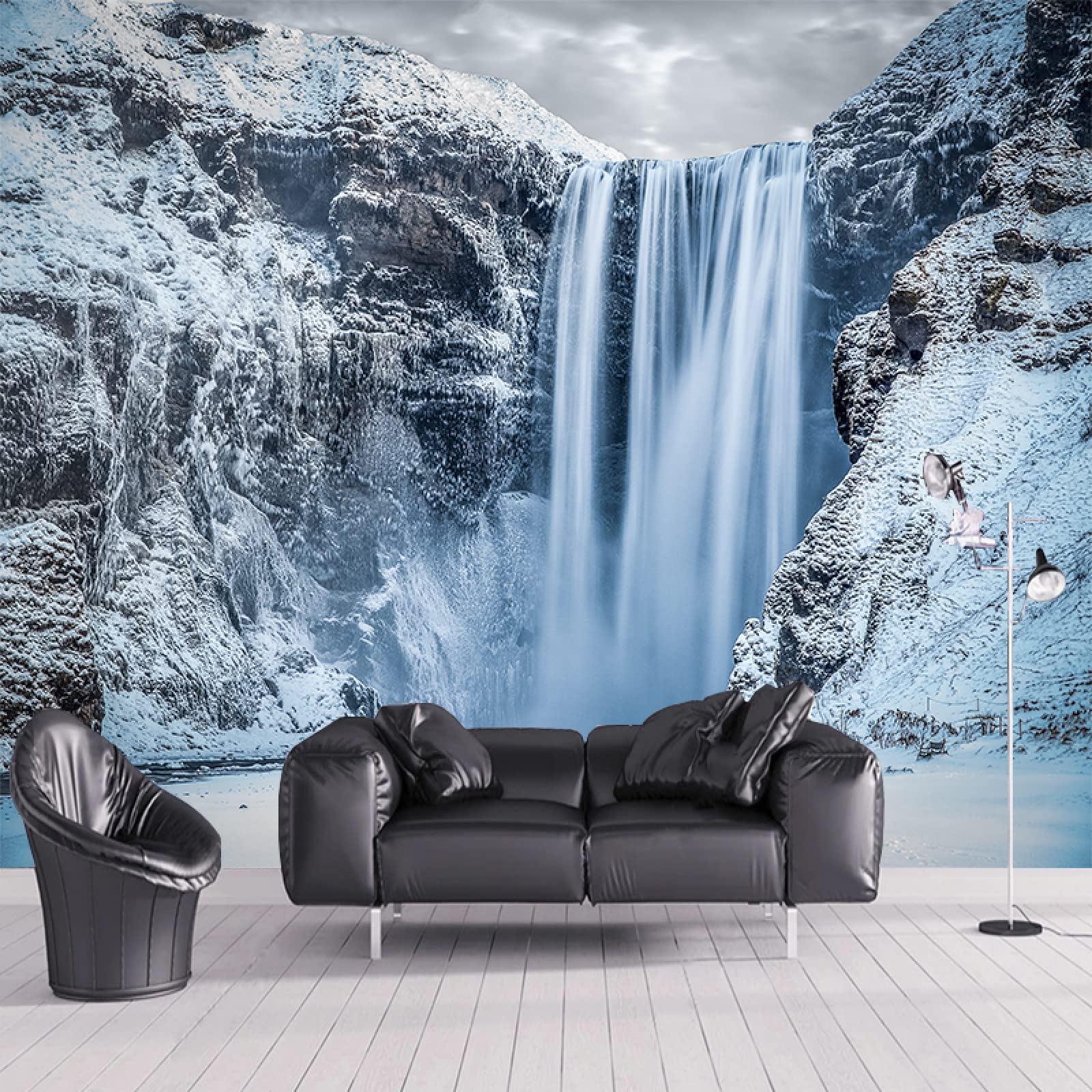 3D Snowflake Falls Natural Landscape Wall Mural - Removable Self-Adhesive Wallpaper for Kids Room, Living Room & TV Backdrop - 122