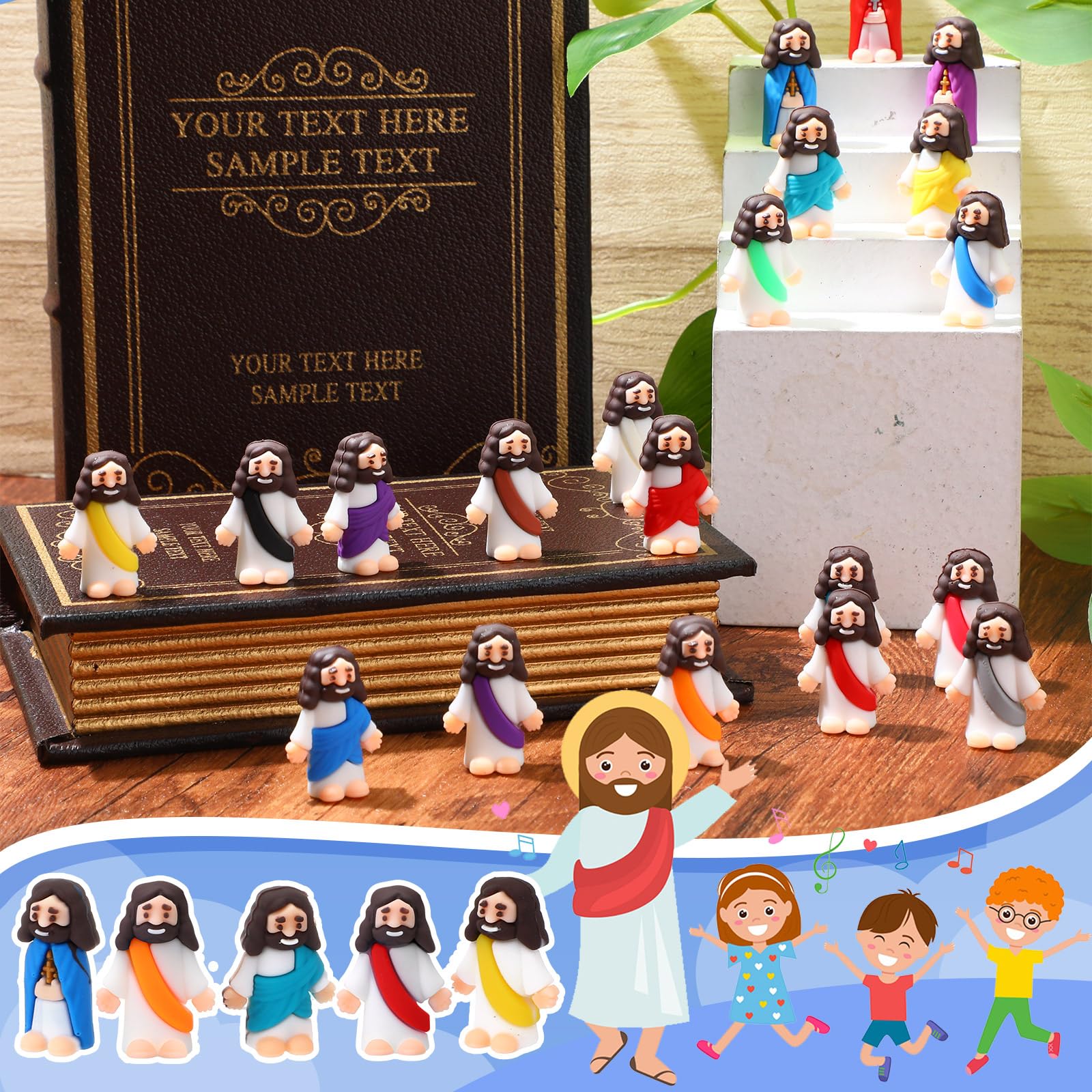 Bememo 50 Pcs Easter Jesus Figurines - Religious Gifts for Church & Sunday School