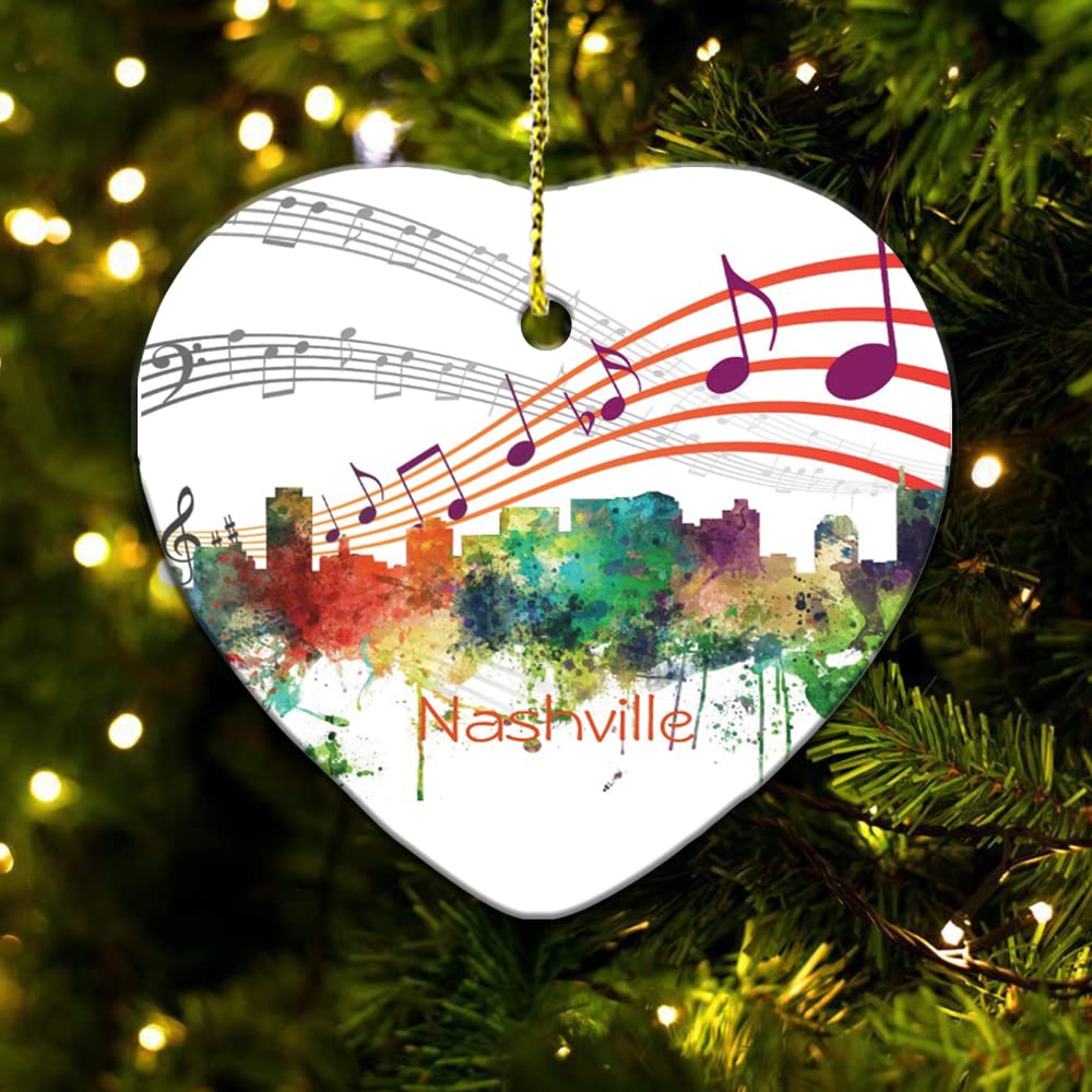 Nashville Tennessee Skyline Ceramic Ornament - Handmade Souvenir Gift for Christmas, Home Decor, Travel Keepsake - Perfect for Holiday Tree, Office Desk, and Tennessee-Themed Party Decorations