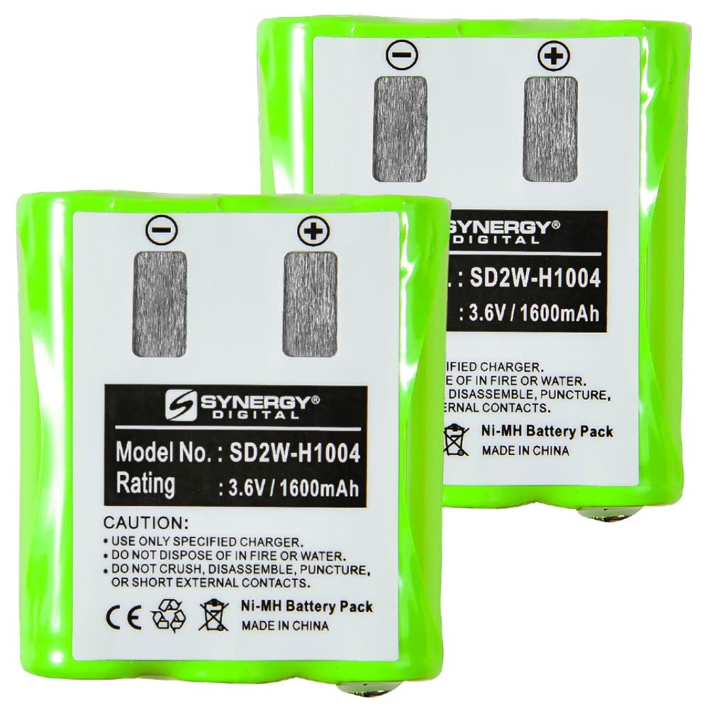 Synergy Digital 2-Way Radio Rechargeable Batteries - Ni-MH 3.6V 1600mAh Replacement for Motorola EM1000 & 53615 Battery - 2-Pack Combo for Long-Lasting Communication - Perfect for Construction Sites, Security Teams, and Outdoor Adventures