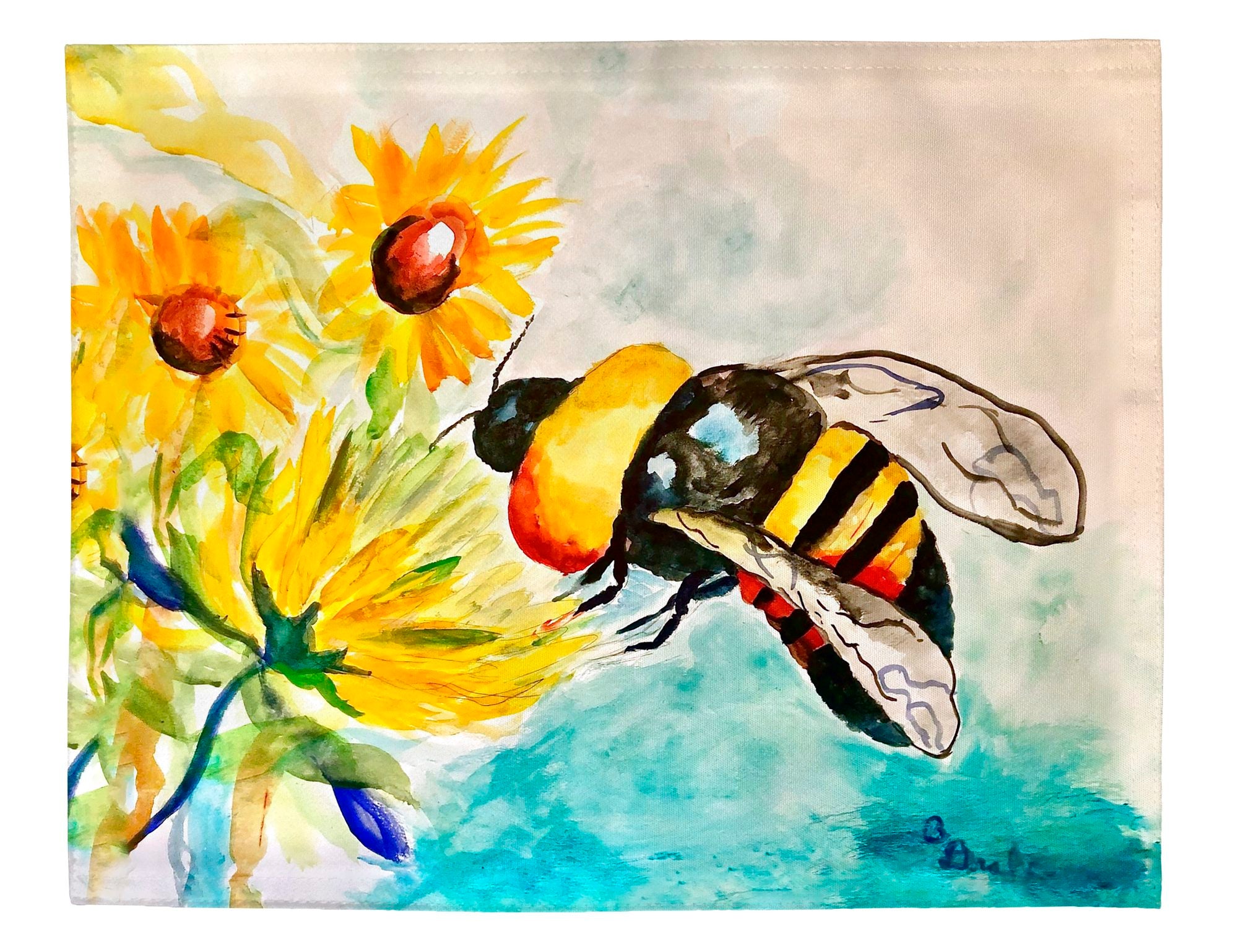 Bee & Flower Placemats Set of 4 - Waterproof Table Mats for Dining, Kitchen, Picnic & Outdoor Use