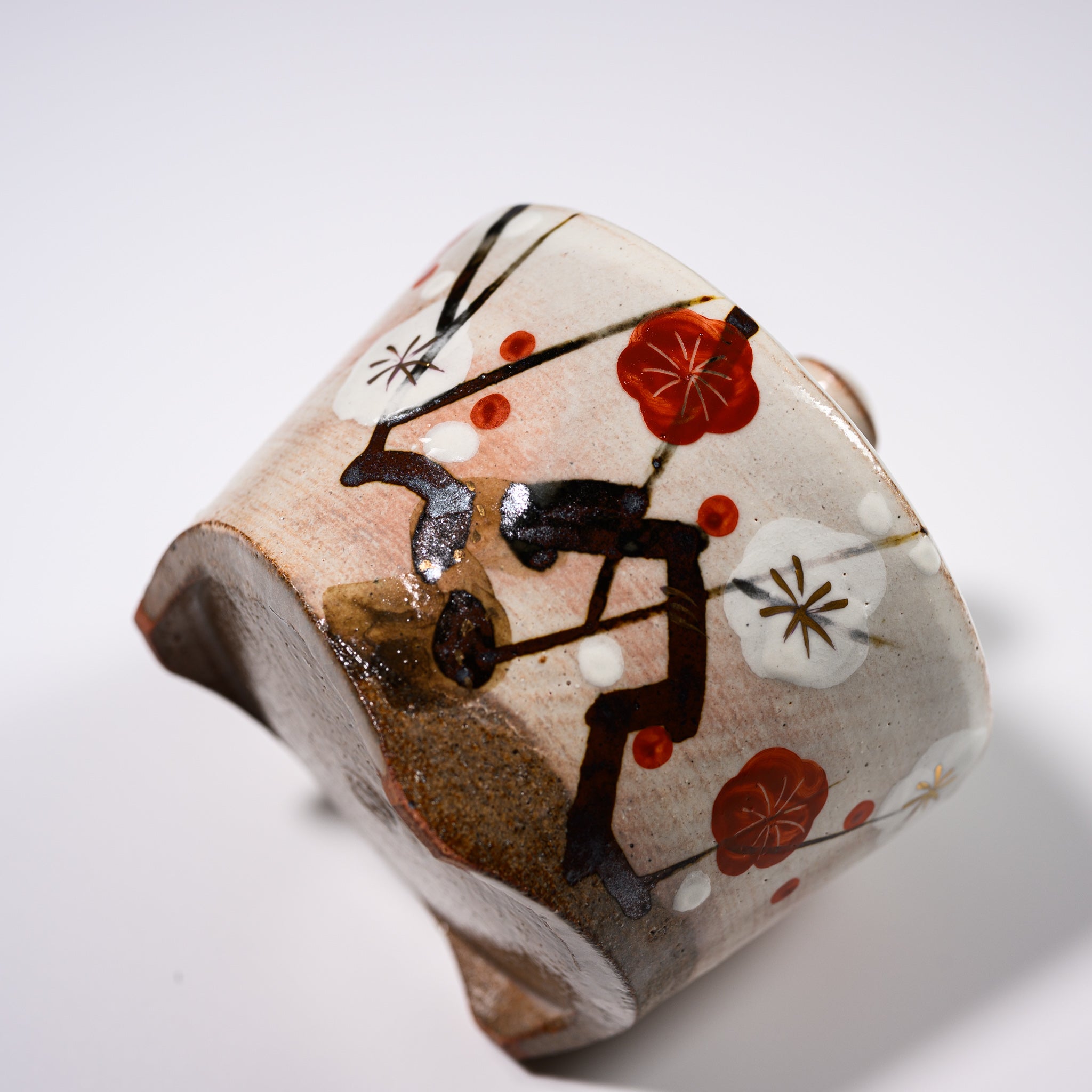 Premium Kyo Kiyomizu Ware Ceramic Incense Burner - Kenzante Plum Design for Aromatherapy & Zen Meditation | Japanese Home Decor & Spiritual Gift