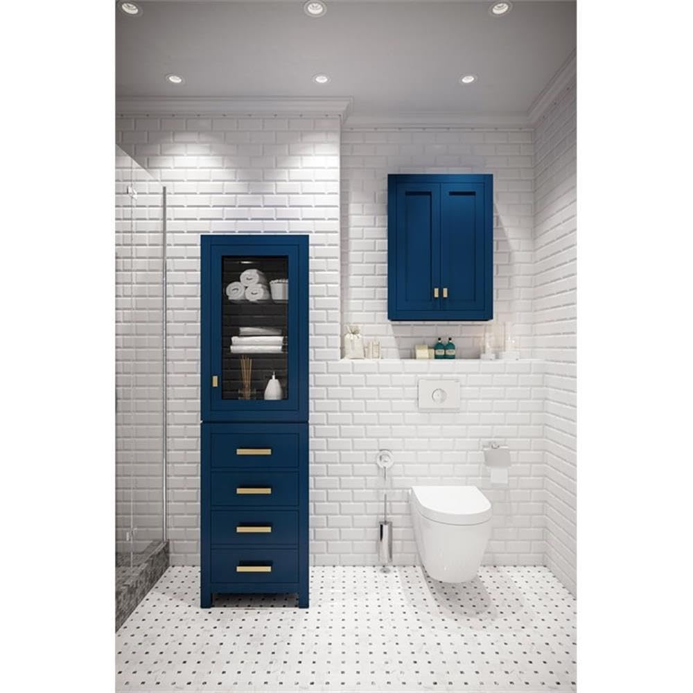 Water Creation Madison 33-Inch Solid Hardwood Medicine Cabinet in Blue/Chrome - Perfect for Bathroom Storage & Organization | Rustic Bathroom Decor | Wall-Mounted Mirror Cabinet
