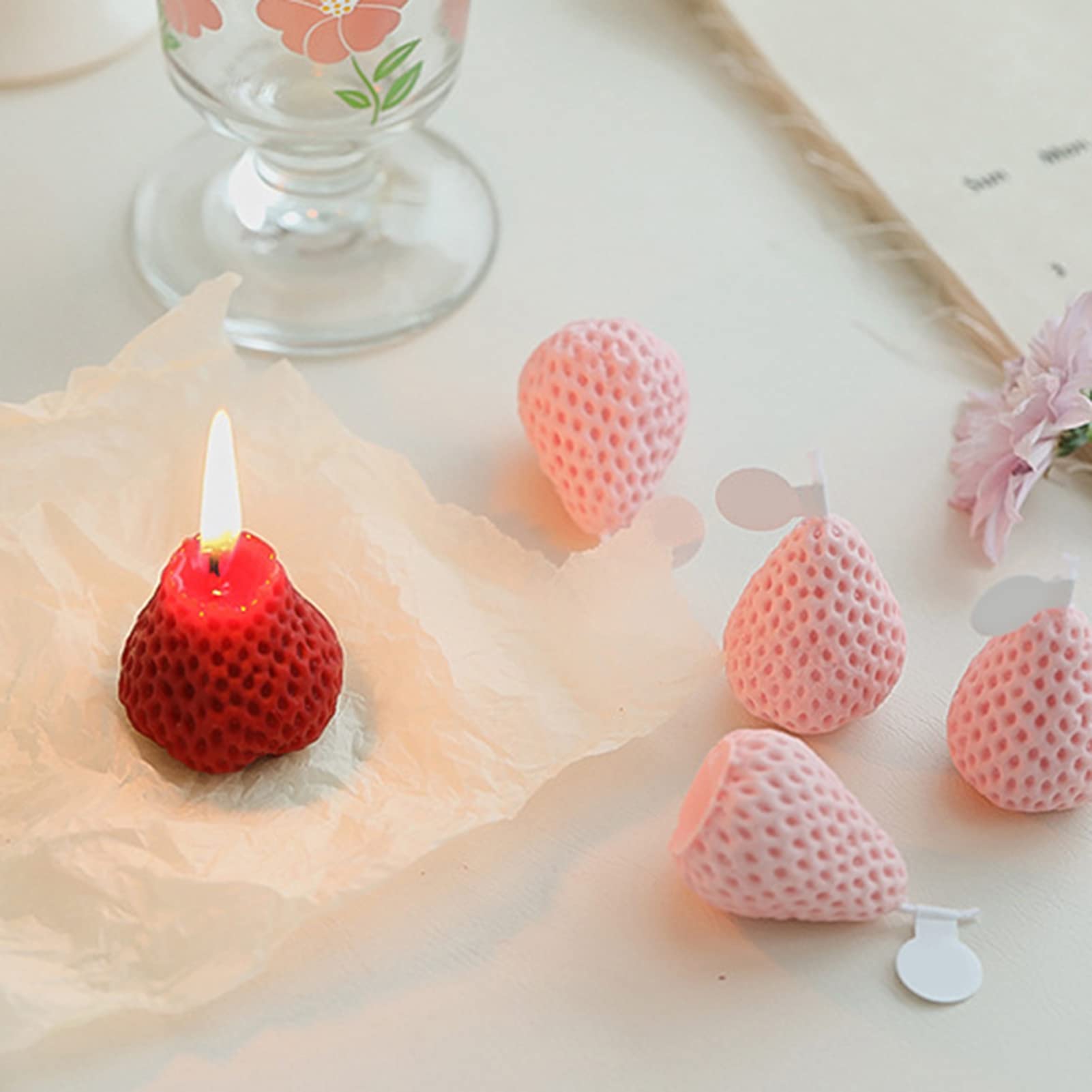 Strawberry Shaped Aromatherapy Scented Candle - Natural Air Freshener, Odor Eliminator, Perfect Gift for Women, Mothers Day, Birthday, Home Decor - Ideal for Relaxation, Spa, Bedroom & Living Room Ambiance