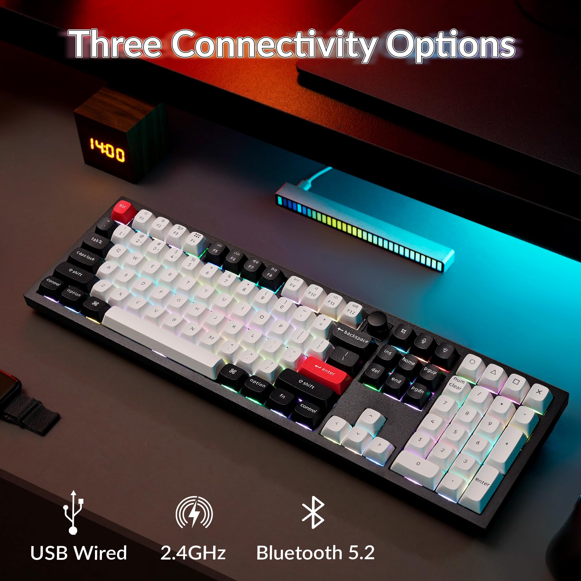 Keychron Q6 HE Wireless Custom Mechanical Keyboard - 100% Full Size, 2.4GHz/Bluetooth/Wired, QMK Programmable, Hot-Swappable Gateron Double-Rail Magnetic Switches, Rapid Trigger - Compatible with Mac & Windows (Carbon Black) - Perfect for Gaming, Coding & Office Work