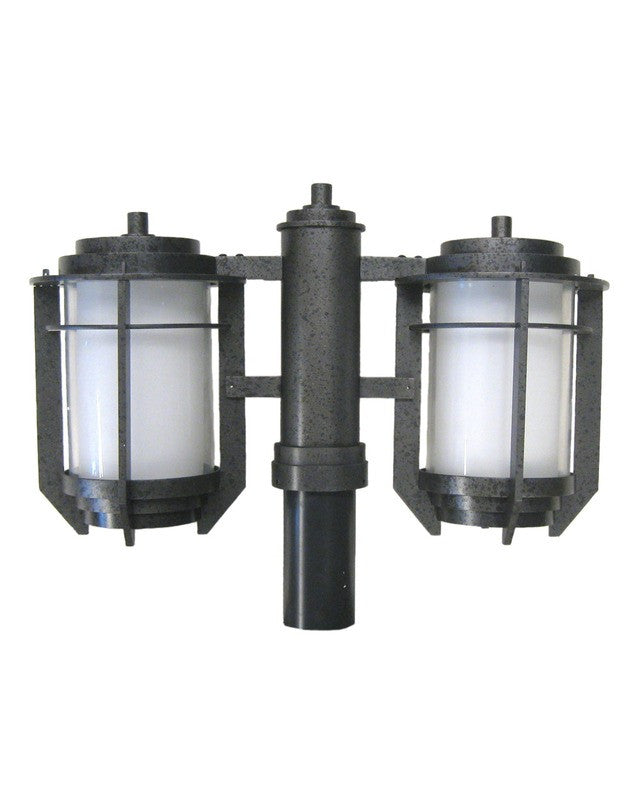 Energy Efficient Kalco Lighting 9480IR PL Outdoor Post Lantern - 2-Light Fluorescent Exterior Fixture in Iron Finish for Porch, Garden & Pathway Illumination
