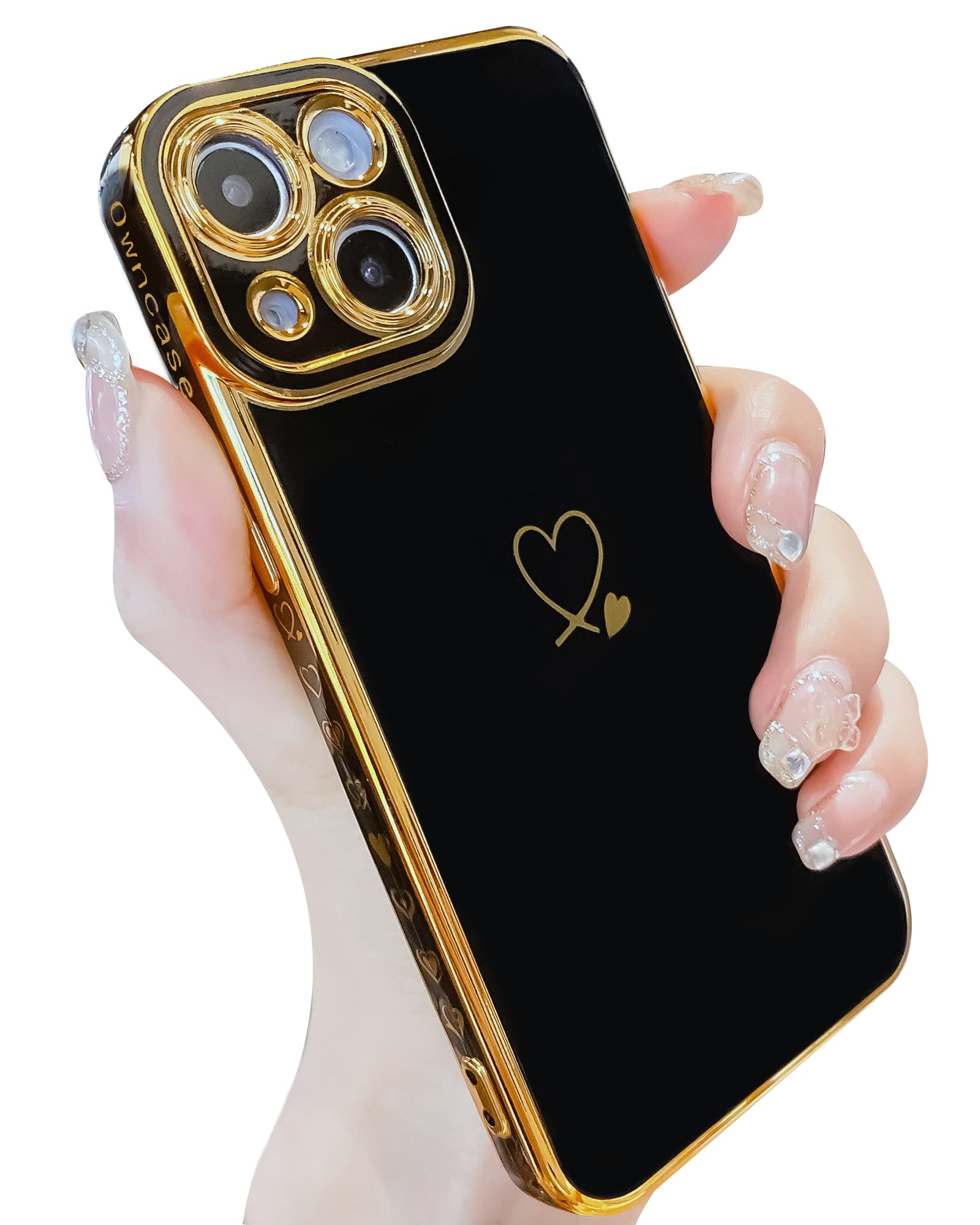 Luxury Plating Edge Bumper Soft TPU Shockproof Case for iPhone 13 Mini (5.4 inch) - Compatible with iPhone 13 Mini Case for Women, Full Camera Lens Protection Cover - Perfect for Everyday Use, Travel & Special Occasions - Black