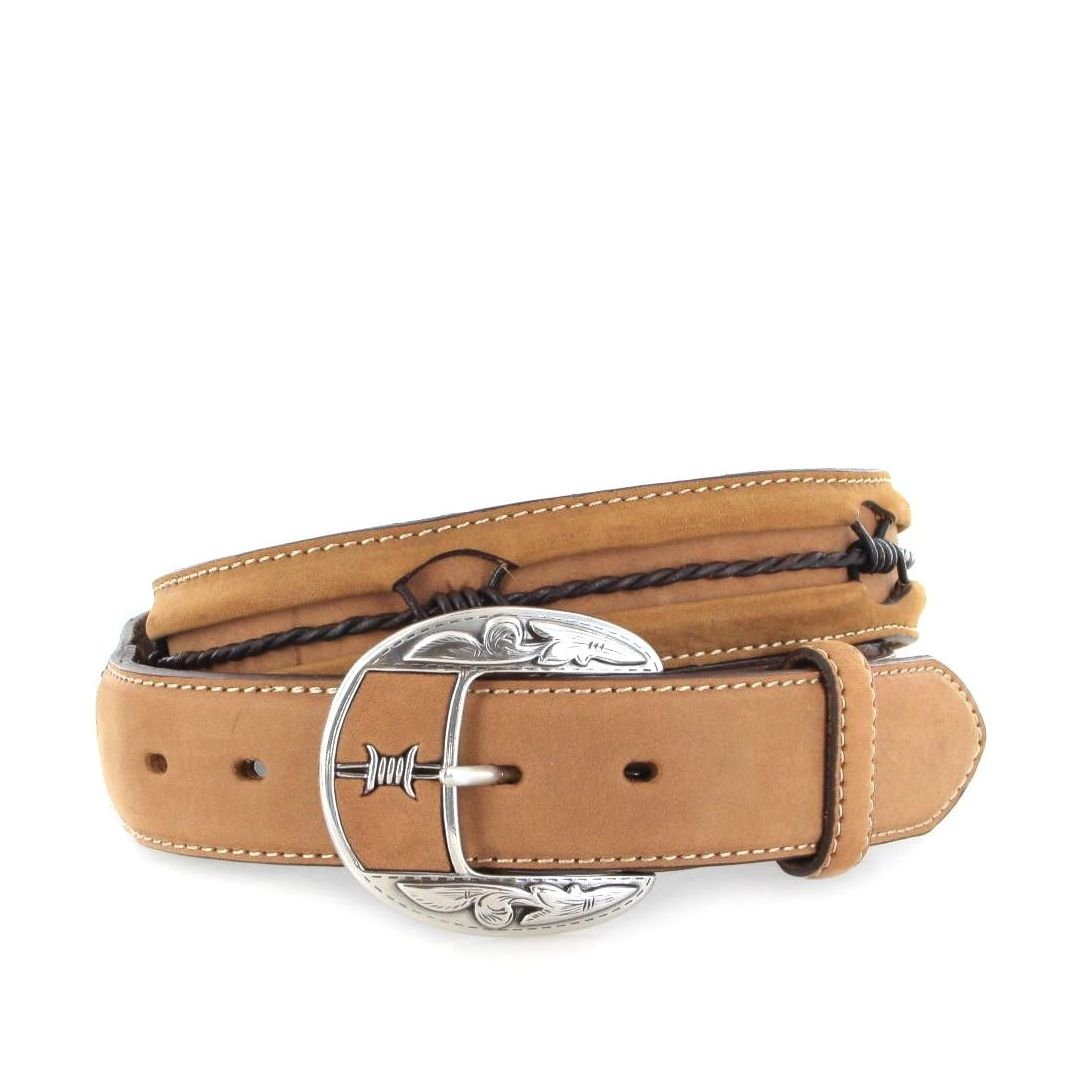 Justin Fenced In Barbed Wire Western Belt C10817 - Genuine Leather Cowboy Belt for Men - Perfect for Rodeo, Country Music Festivals & Western Style Outfits
