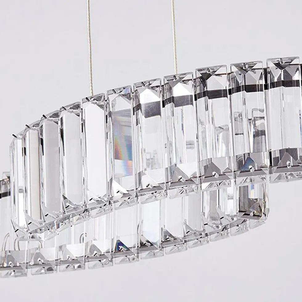 Modern Two Wave Crystal Pendant Light - Elegant Dining Room Chandelier for Kitchen Island, Breakfast Nook & Entryway Lighting
