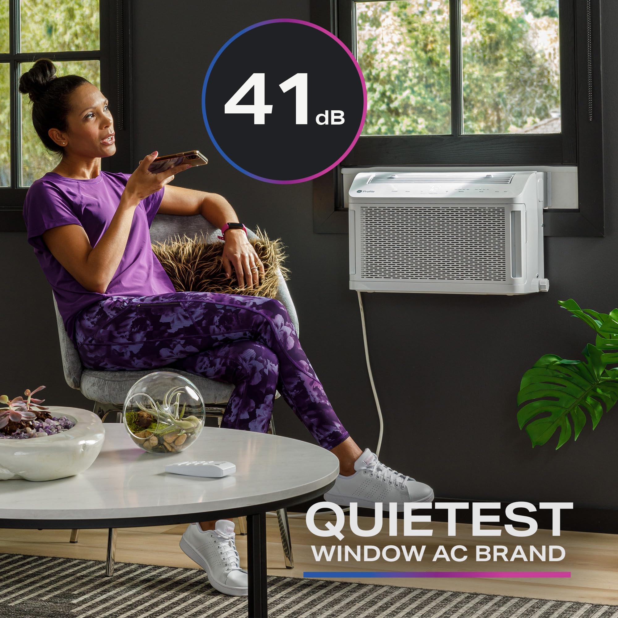 GE PROFILE AHTT08BC 8300 BTU White Window Air Conditioner - Cool & Quiet Cooling for Bedrooms, Living Rooms & Small Spaces