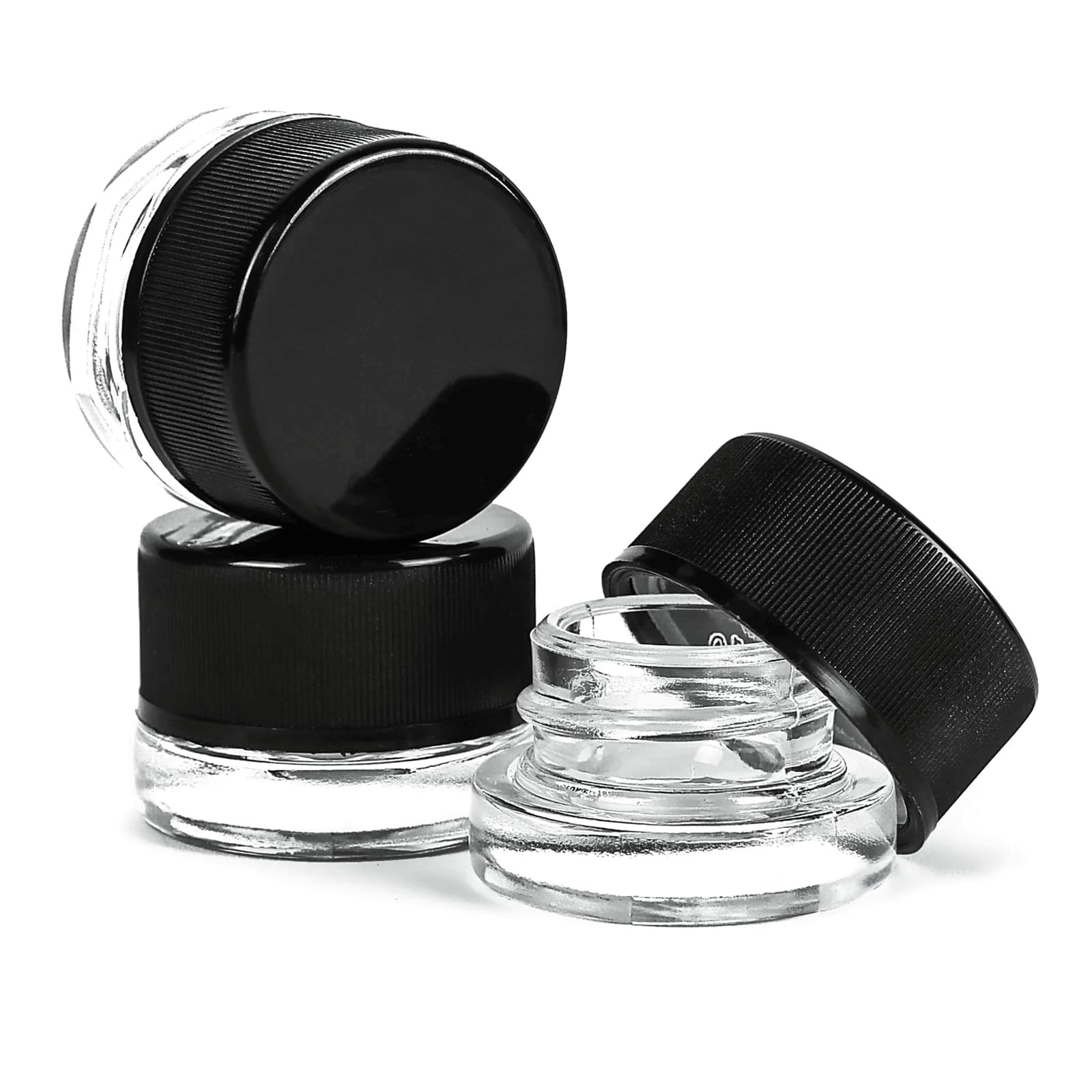 5ml Child Resistant Glass Jars with Black Caps - 1 Gram Capacity (Pack of 320) - Airtight Storage Containers for Medical Supplies, Spices, Seasonings & Herbs - Ideal for Home Kitchen, Pharmacy & Lab Use