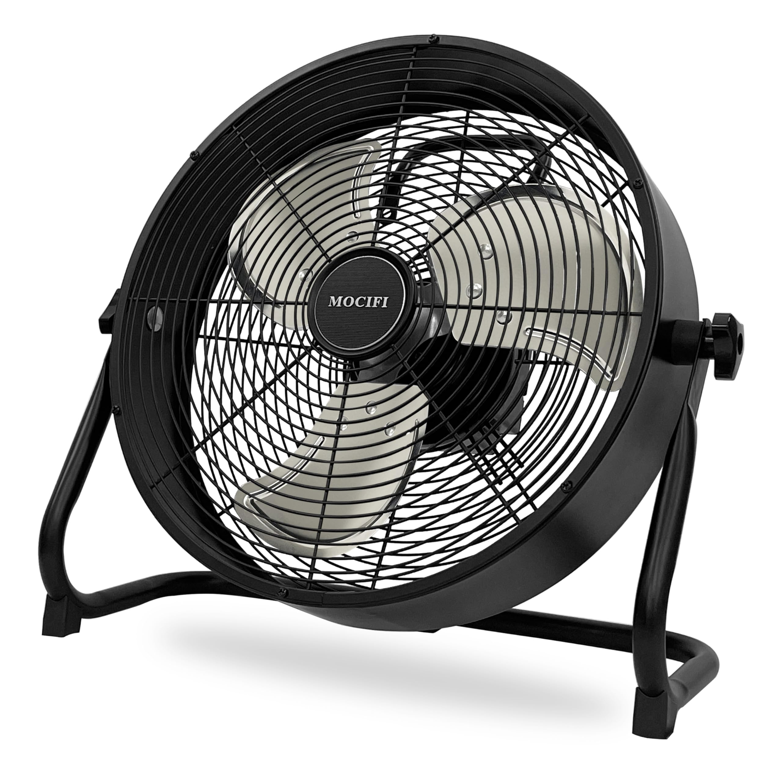 12-Speed Rechargeable Battery Operated Floor Fan - High Velocity Portable Cordless Outdoor Fan with USB Phone Charging - Ideal for Camping, Travel, Patio, Indoor Use - 12 Inch Black Cooling Fan for Home, Office, and Outdoor Activities