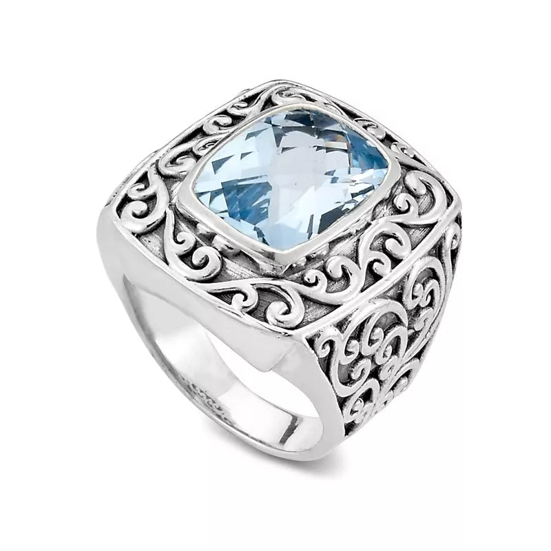 Chloe Ring - Genuine Blue Topaz Sterling Silver Jewelry for Women | Elegant Gift for Birthday, Anniversary & Special Occasions