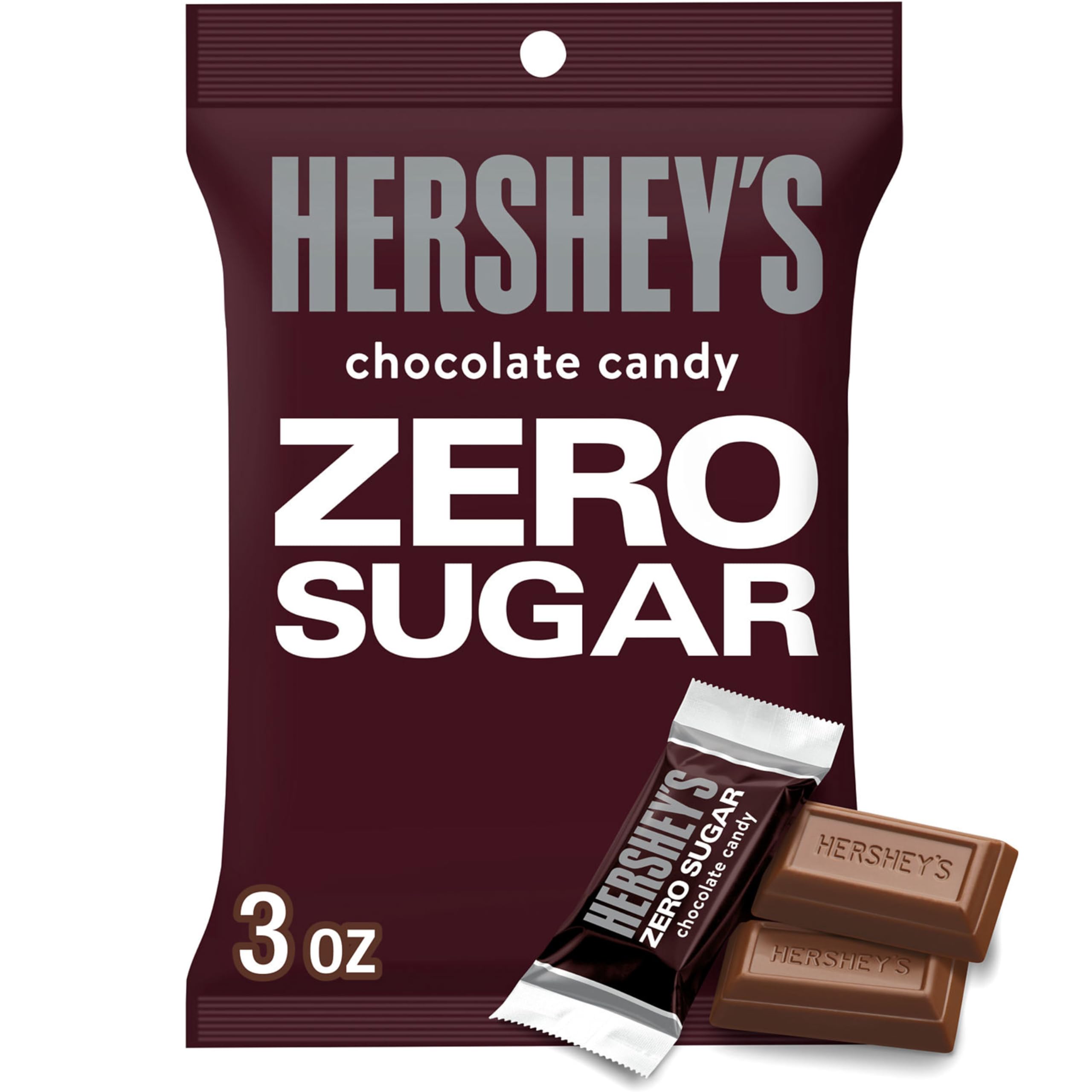 HERSHEY'S Zero Sugar Chocolate Candy Bags - 3 oz (12 Count) | Low Carb Keto Friendly Snacks for Diabetics, Weight Loss & Healthy Lifestyle - Perfect for Office, Travel & Halloween Treats