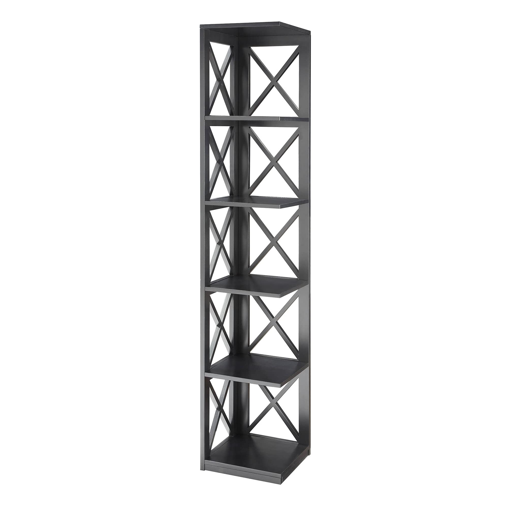 5-Tier Corner Bookcase for Home & Office - Ergonomic Oxford Design for Books, Decor & Storage - Perfect for Living Room, Bedroom, Study & Office Organization