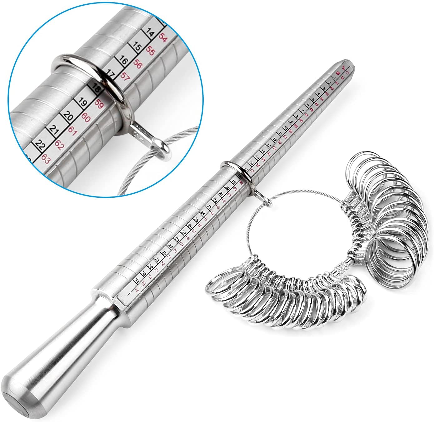 Utoolmart Ring Sizer Measuring Tool - US Size 1-13 Finger Measuring Stick & Jewelry Ruler Gauge - Durable Aluminum Alloy Ring Size Measurement Tool for Men & Women - Silver Tone (1 Piece) - Perfect for Jewelry Making, Ring Resizing & Engagement Ring Shopping