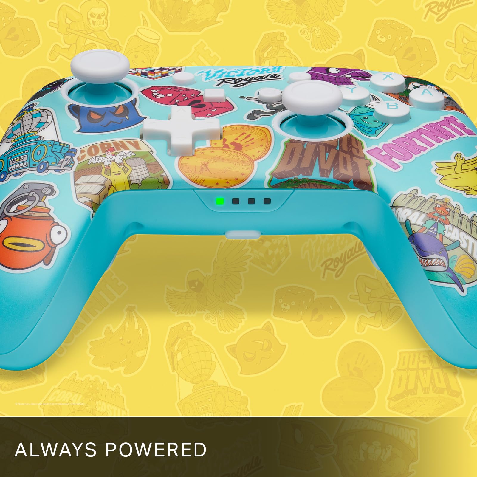 PowerA Enhanced Wireless Controller for Nintendo Switch - Officially Licensed Bluetooth Gamepad with Fortnite Sticker Mania Design (Compatible with Switch OLED & Lite) | Bonus Virtual Item Included | Perfect for Gaming, Multiplayer & Fortnite Battles