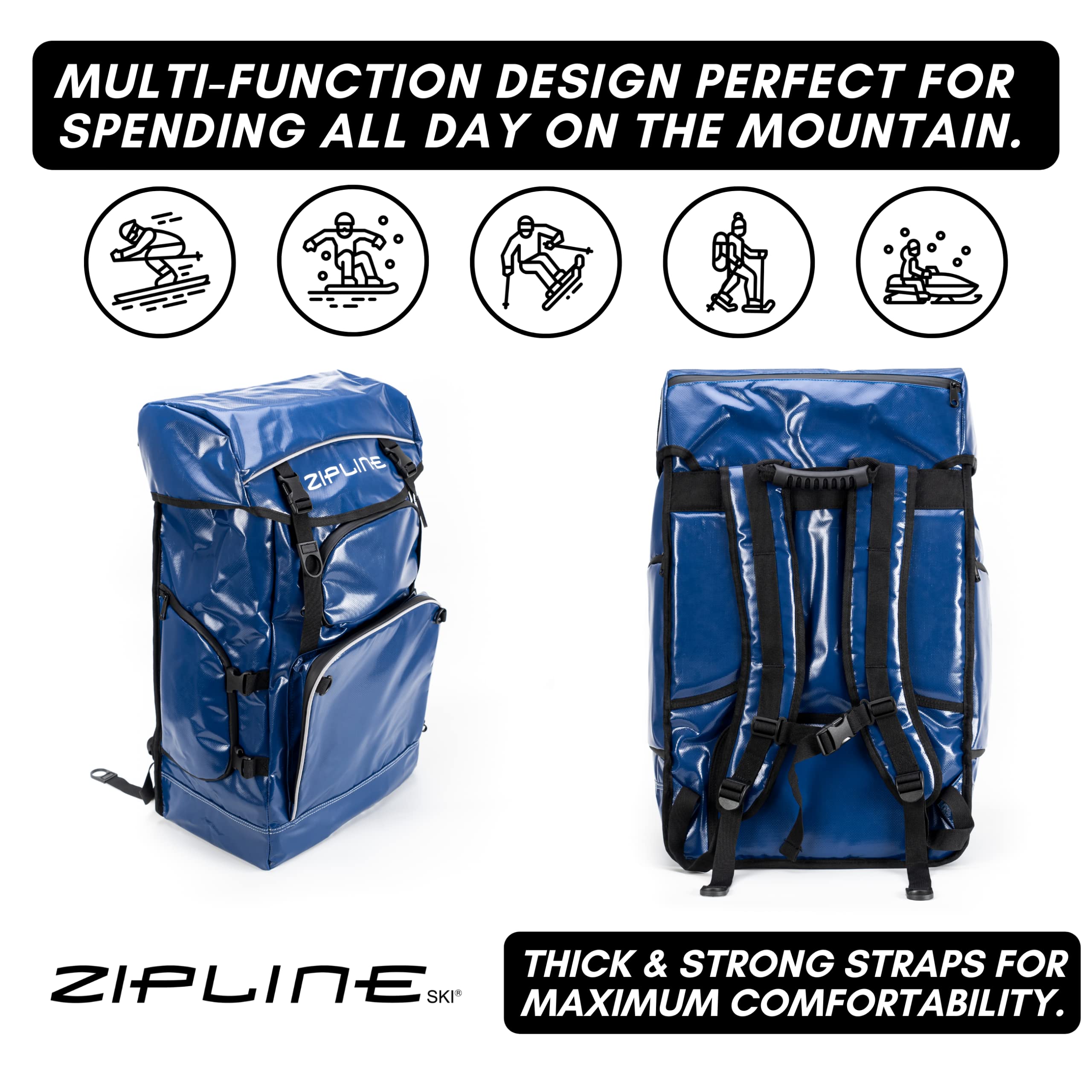 Zipline World Cup Ski Boot Backpack – Professional Snowboard Gear Bag for Air Travel & Skiing Accessories – Waterproof Snow Boot Storage Bag – Ideal for Ski Trips, Winter Sports & Olympian Athletes