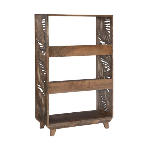 Hand Carved Solid Wood Bookcase - 5 Shelf Standard Book Shelf for Home & Office | Wooden Bookshelf Furniture for Living Room, Bedroom, Study & Library Storage