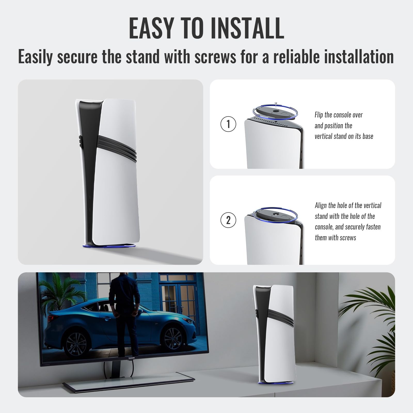 XBERSTAR PS5 Stand Holder for PS5 Slim & Pro - Vertical Cooling Base Stand with Anti-Slip Design for PlayStation 5 Console (Blue) - Perfect for Gaming Setup & Home Entertainment System