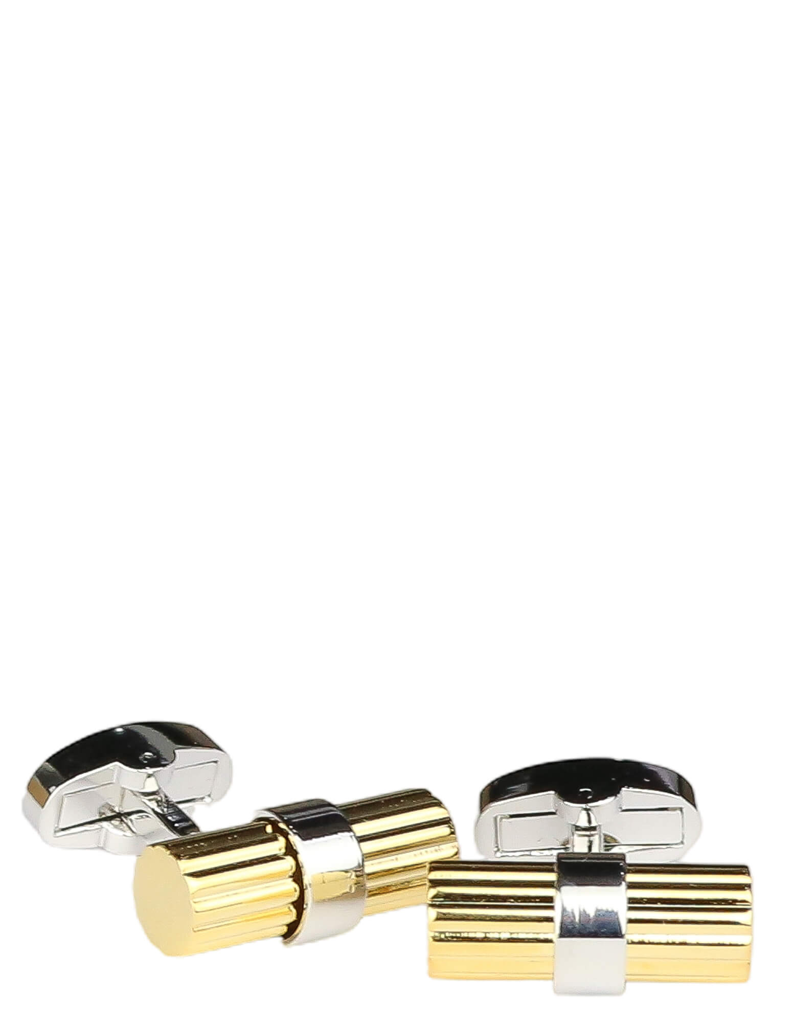 DÉCLIC Gold Ribbed Bar Cufflinks for Men - Elegant Dress Shirt Accessories for Weddings, Business Meetings & Formal Events