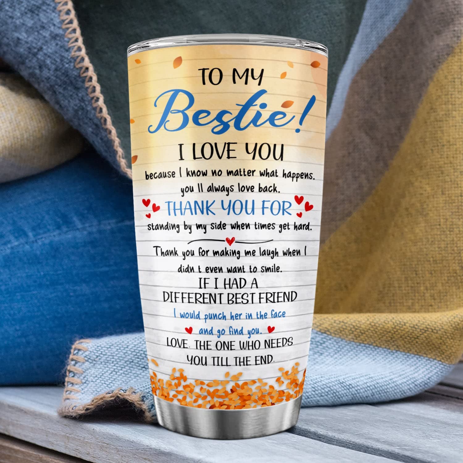 Custom Best Friend Tumbler 20oz - Personalized I Love You Tumbler for Women | Skinny Insulated Cup for BFF, Soul Sister & Besties | Unique Friendship Gift for Her - Perfect for Birthdays, Anniversaries & Daily Coffee/Tea