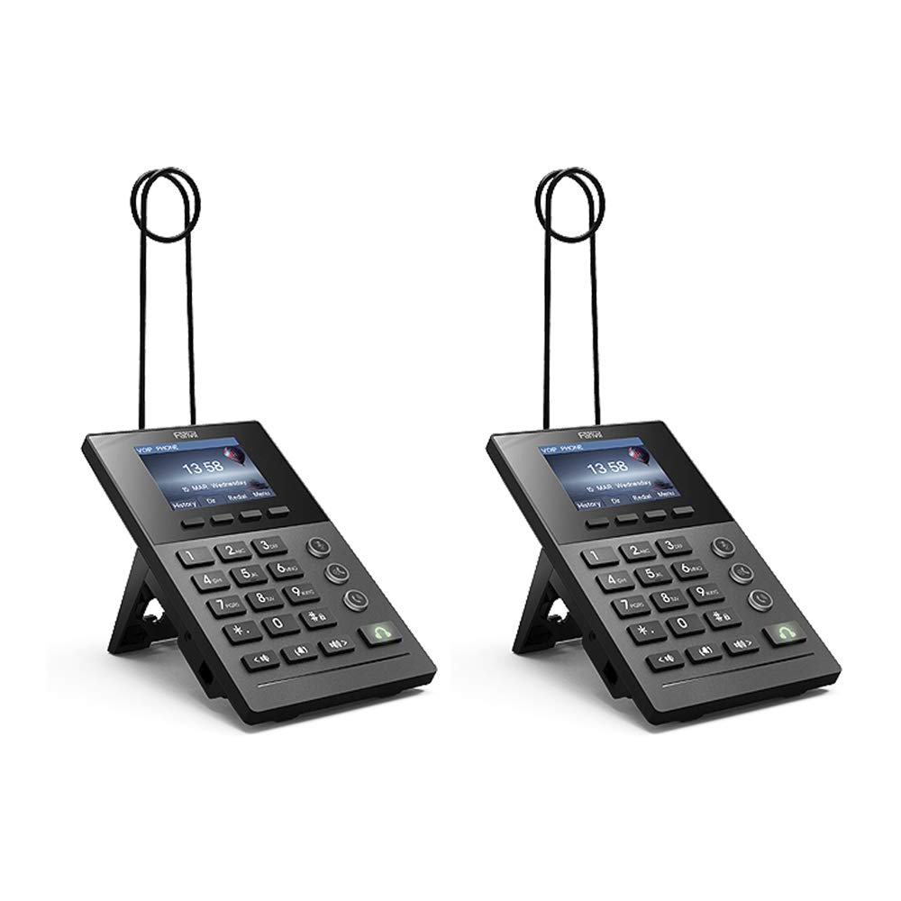 Fanvil X2P Professional VoIP Call Center Phone with PoE, Color LCD Display & 2 SIP Lines - 2-Pack for Office Business Communication & Customer Service Support