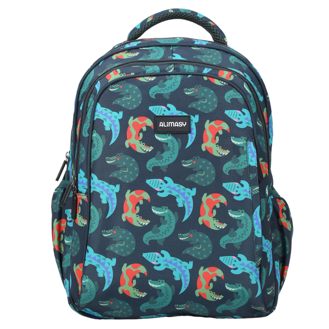 Crocodile Print Midsize Kids Backpack for School, Travel & Outdoor Adventures - Lightweight Durable Backpack for Boys & Girls
