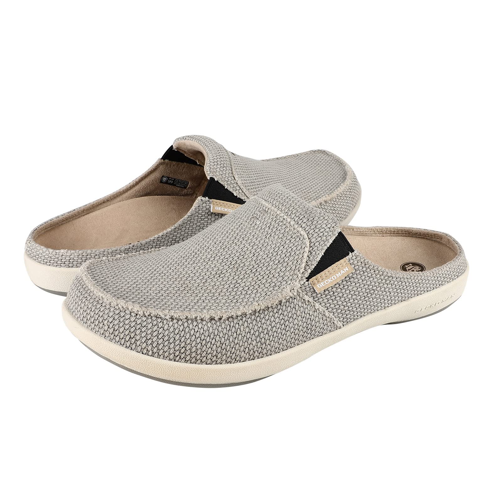**Men's Arch Support Slippers - Comfortable Indoor/Outdoor Canvas House Shoes with Non-Slip Rubber Sole | Orthopedic Clog Slides for Relaxation & Home Use**