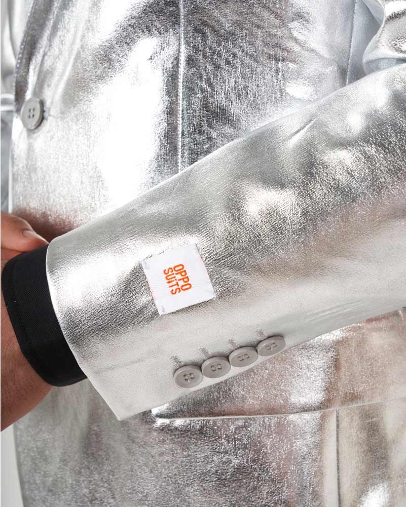 Vintage 70s Shiny Silver Premium Men's Suit - Retro Disco Party & Formal Wear for Weddings, Prom & Special Occasions