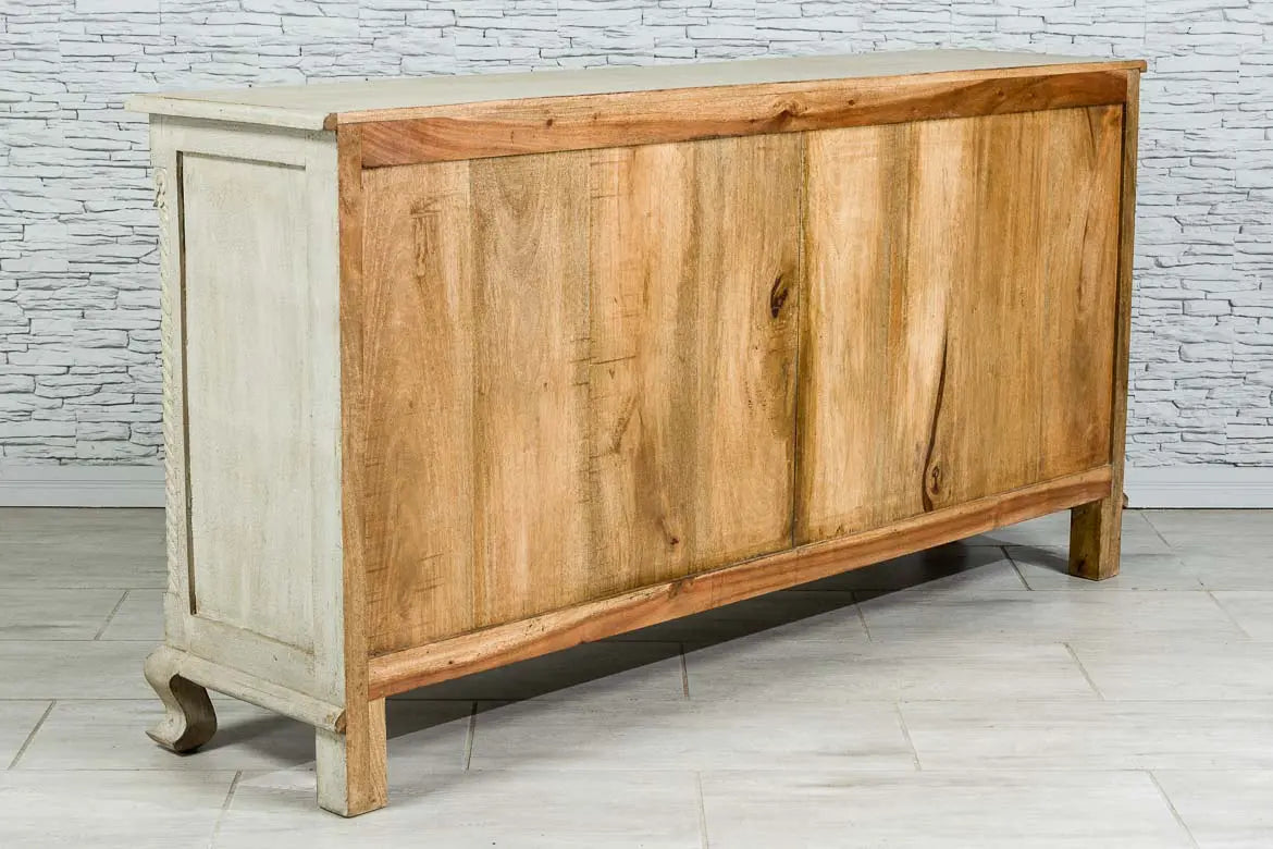 French Arched Solid Wood Mirror Door Sideboard - White 21