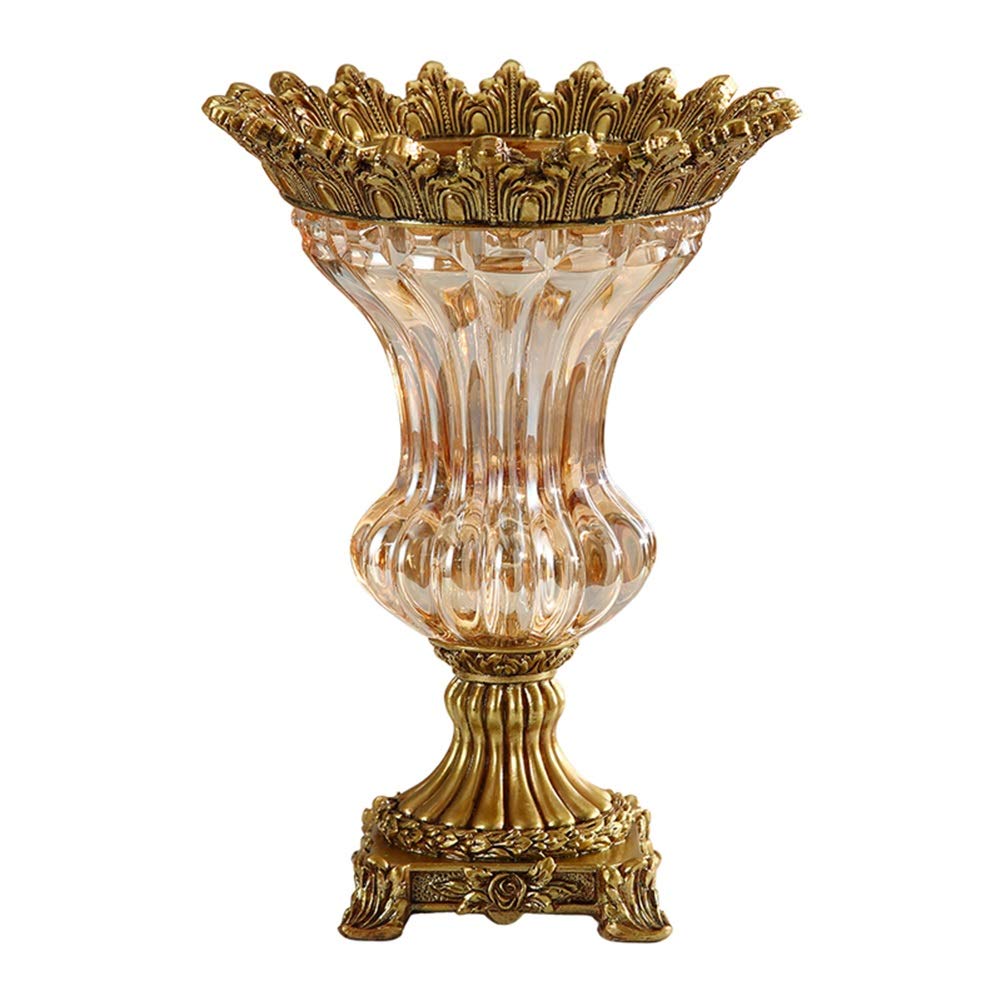 European-Style Retro Glass Large Flower Vase - 12×30×13cm Tall Decorative Vase for Living Room, Dining Table, Bedroom, Office & Hotel Decor | Perfect Centerpiece for Home Decoration & Wedding Arrangements