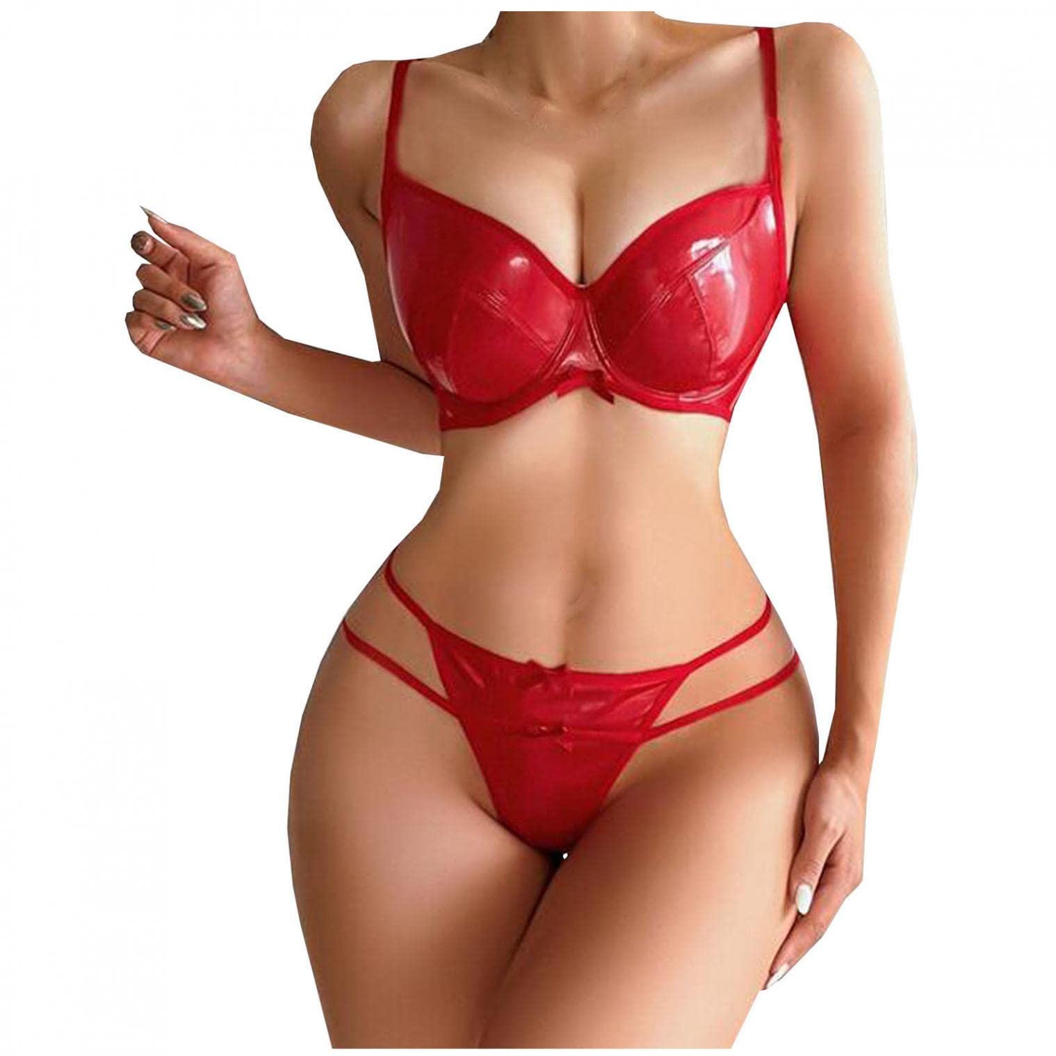 Sexy Lingerie for Women - Wireless Leather Bikini Set for Sexy Play & Intimate Moments | Perfect for Valentine's Day, Anniversary Gifts & Boudoir Photography