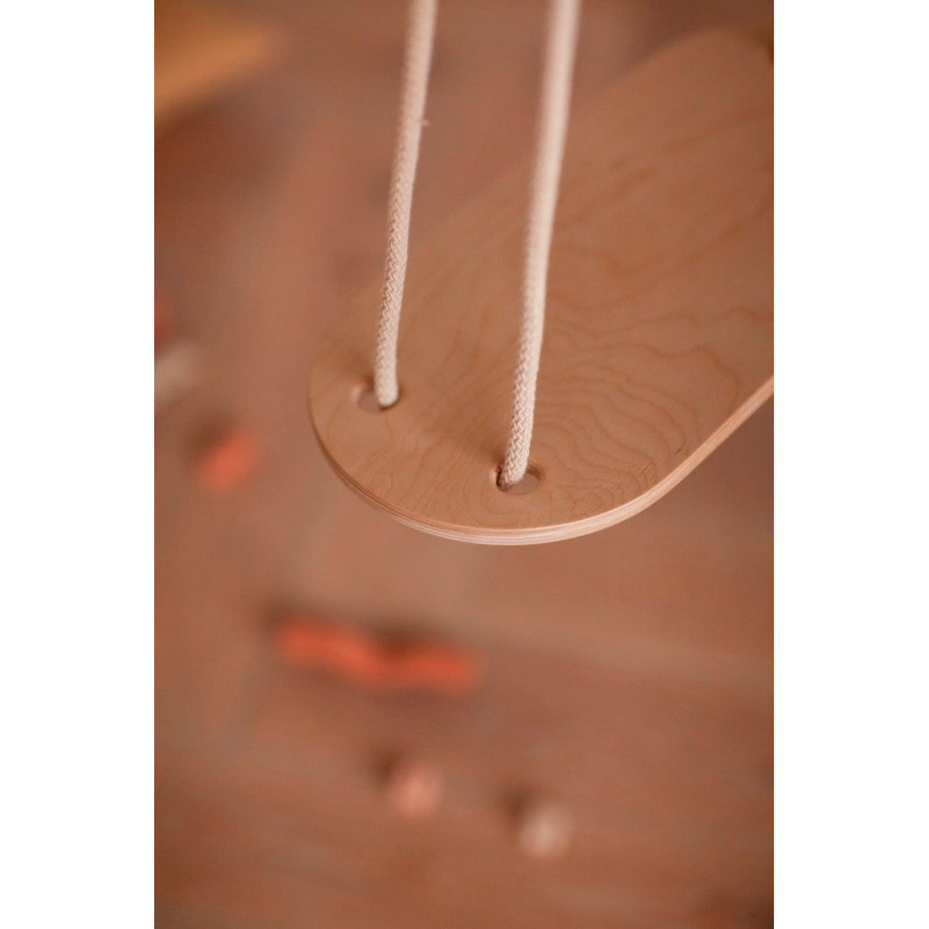 Babai Natural Wooden Swing with Beige Rope - Perfect for Indoor/Outdoor Play, Backyard, Nursery, and Treehouse Fun