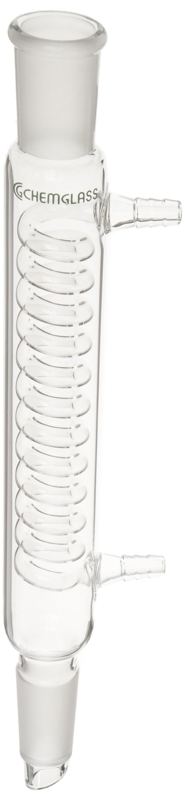 CG-1216-01 Glass Reflux Coil Condenser - 200mm Jacket Length, 315mm Overall Length with 24/40 Joint for Chemistry Lab Distillation & Essential Oil Extraction