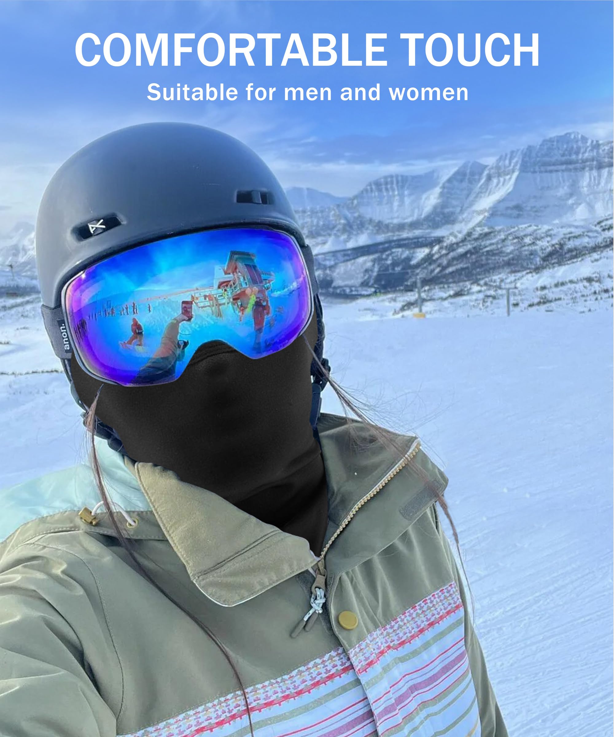 Balaclava Face Mask for Men & Women - Cold Weather Ski Mask, Breathable Stretchable Winter Face Cover for Motorcycle Riding, Snowboarding, Skiing & Outdoor Activities (Black)