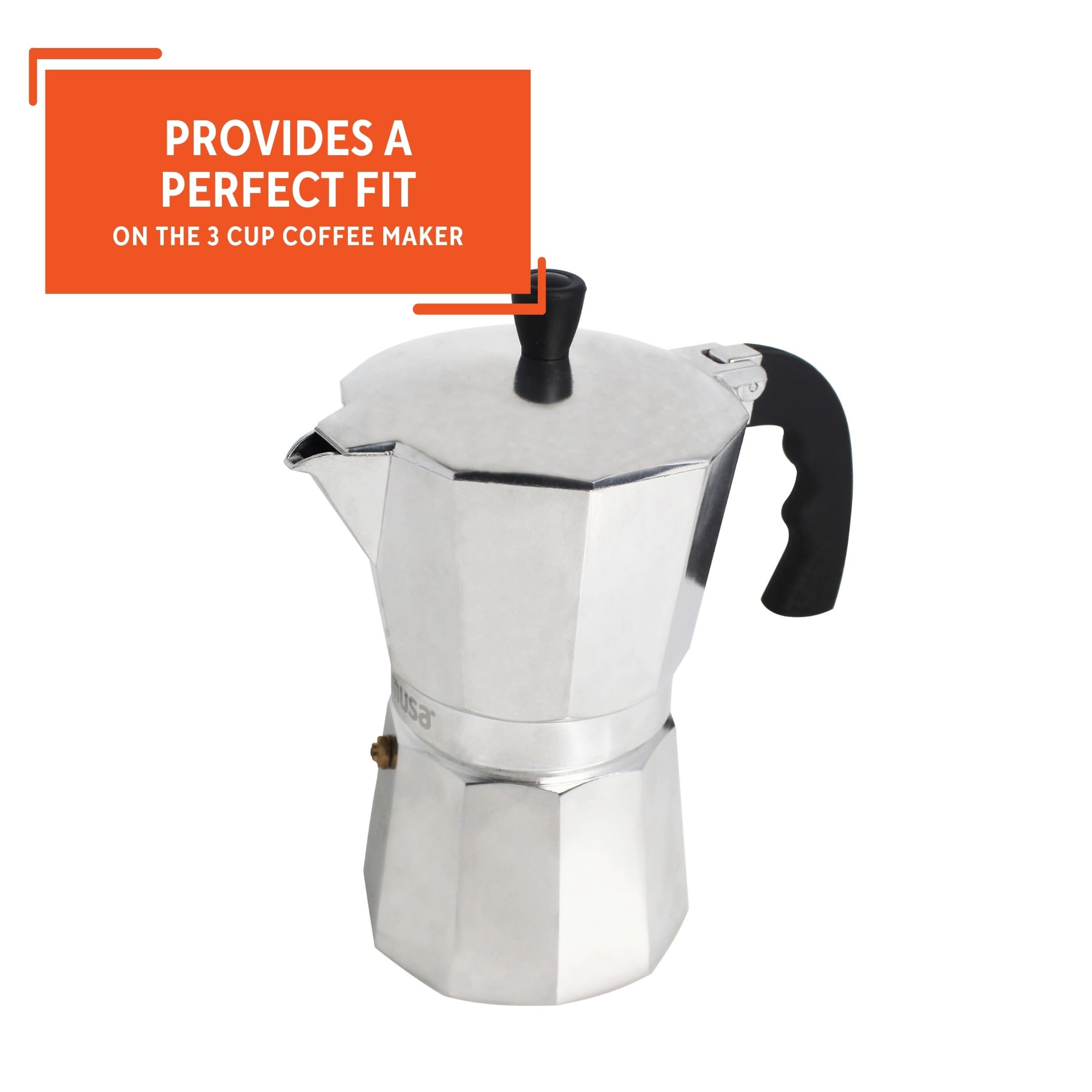 IMUSA USA 3 Cup Aluminum Stovetop Espresso Maker Replacement Parts - Rubber Ring & Filter Kit for Moka Pot | Perfect for Home Coffee Brewing & Italian Espresso Making