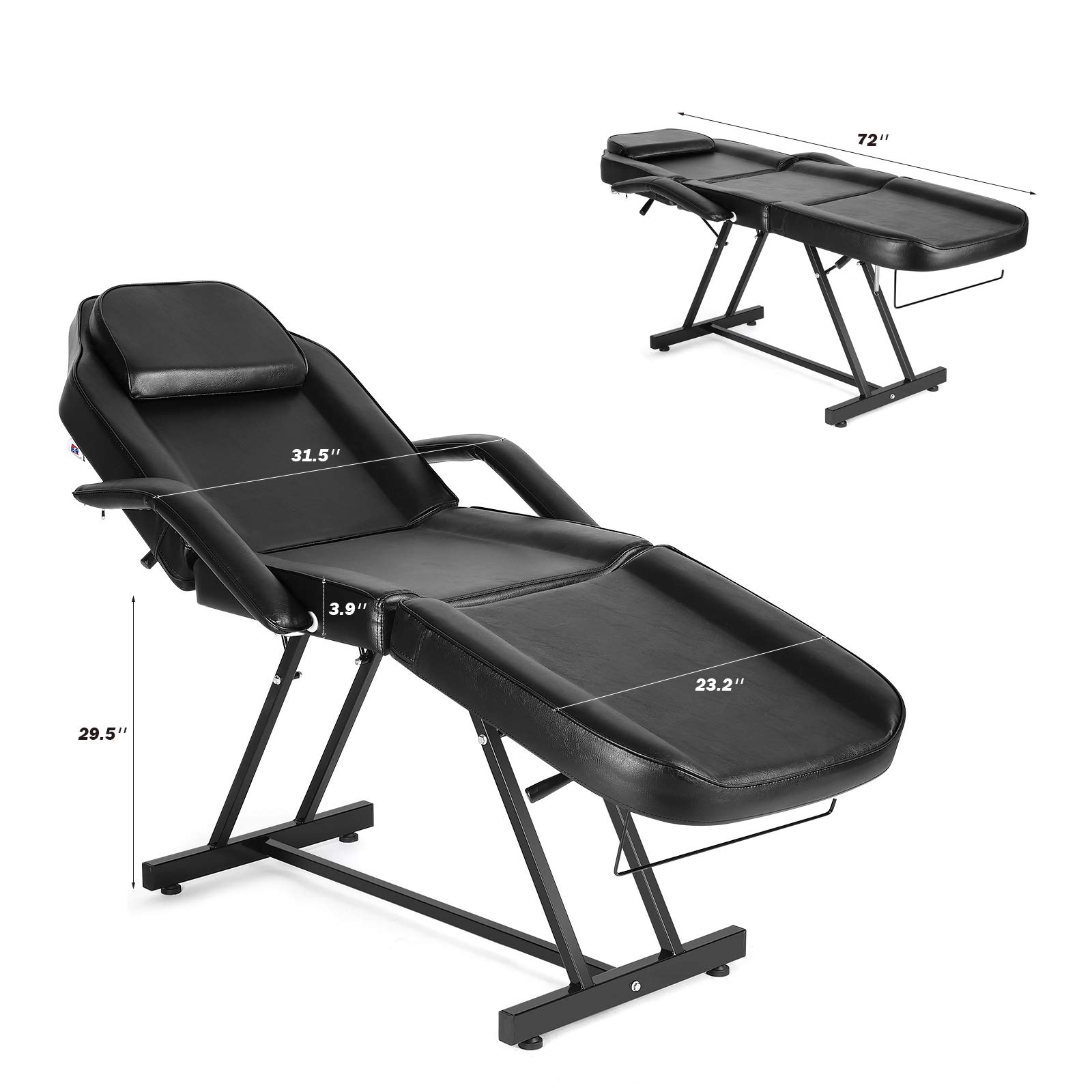 Professional Adjustable Facial Massage Bed & Tattoo Chair with Stool - Salon Spa Equipment for Barber, Massage Therapy & Tattoo Parlors - Perfect for Relaxation & Body Art Sessions
