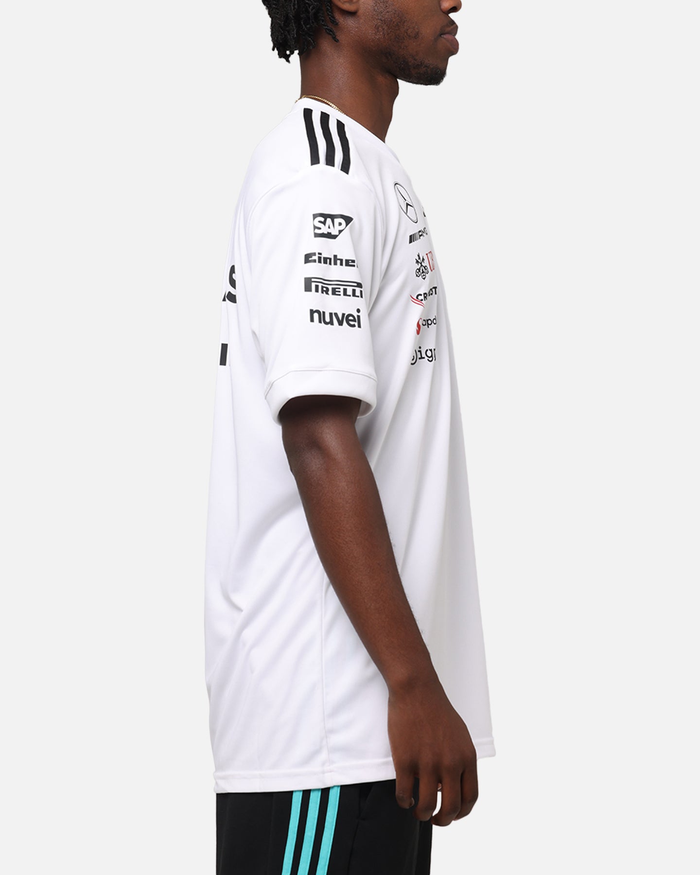 Adidas x Mercedes AMG Petronas Formula One F1 2025 Team Driver T-Shirt - White - Official Motorsport Fan Apparel for Racing Enthusiasts