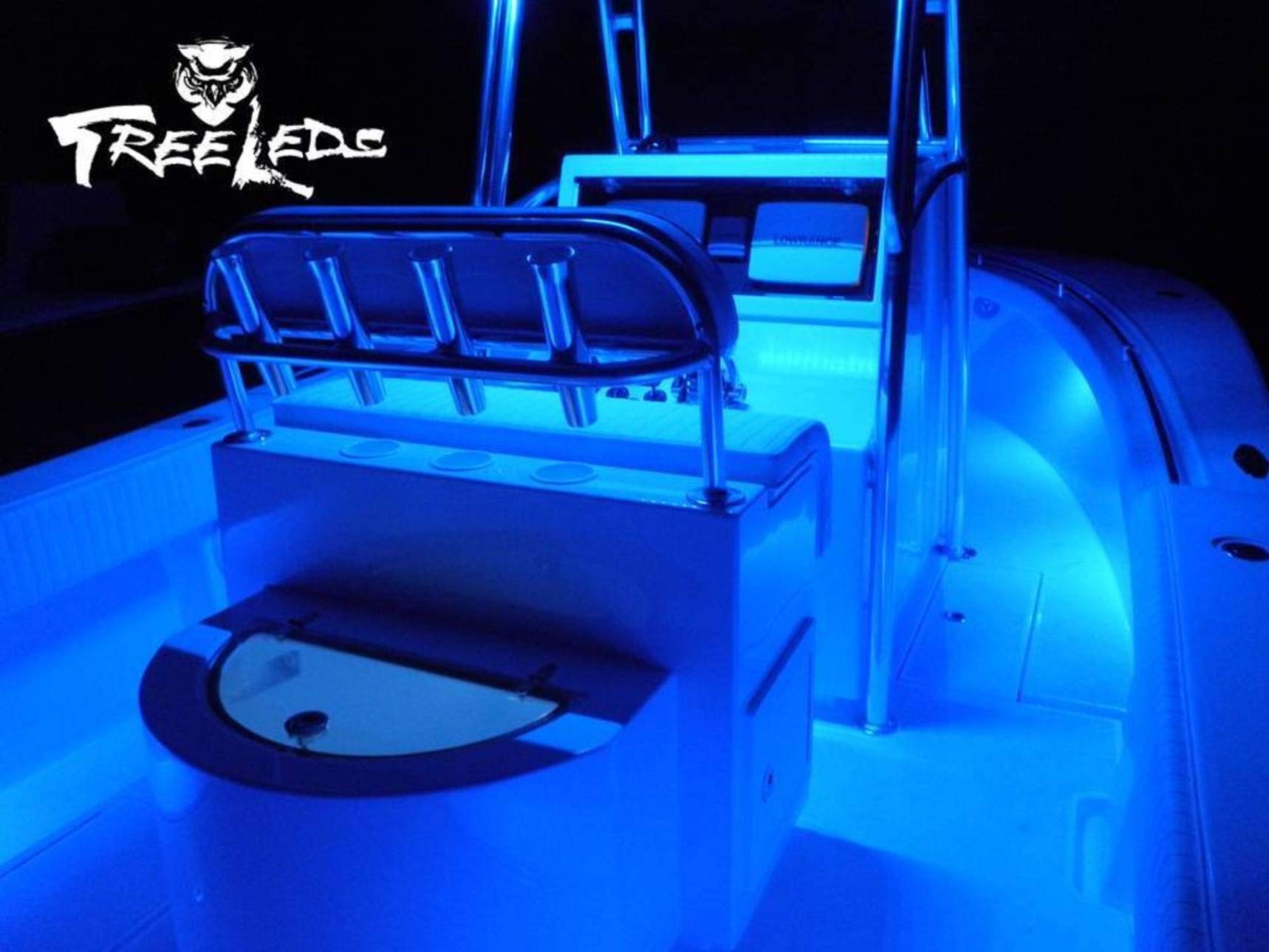 12V Marine LED Strip Lights for Boats - Blue Lens Waterproof Deck Lighting (Pack of 2) - Perfect for Cabin, Cockpit & Night Navigation