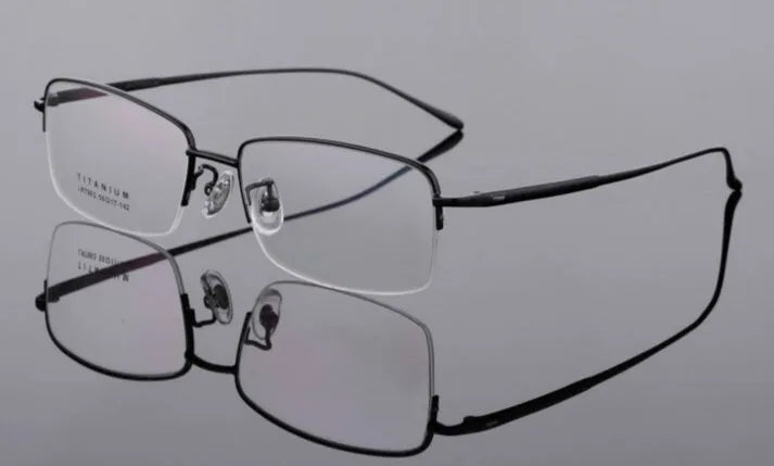 Brightzone Unisex Semi-Rim Square Titanium Eyeglasses 71206 - Lightweight Durable Frames for Work, Reading & Everyday Wear