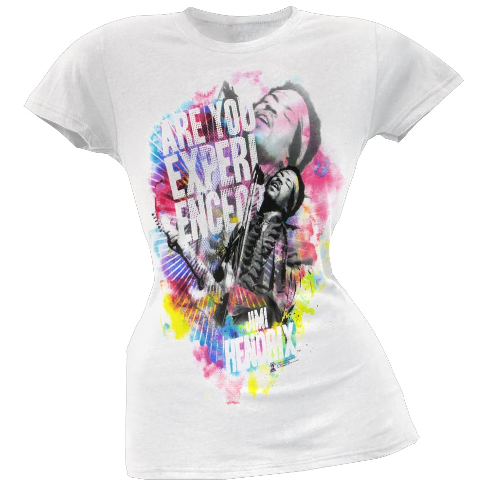 Jimi Hendrix Experience Watercolor Juniors T-Shirt - Medium Size Vintage Rock Band Tee - Perfect for Concerts, Music Festivals & Casual Wear
