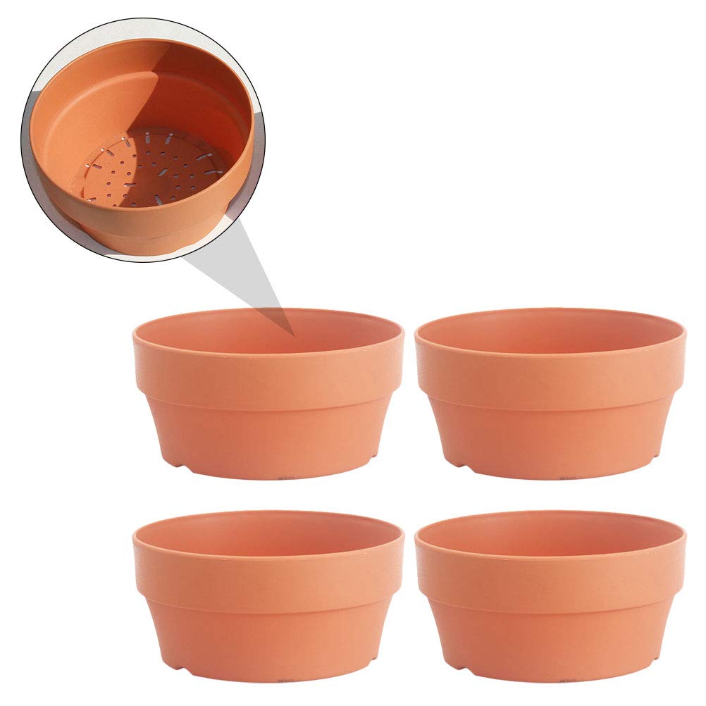 4-Piece Round Decorative Plant Pots - Modern Plastic Flower Pot Set for Home & Garden Decor - Perfect for Indoor Plants, Succulents, and Herbs