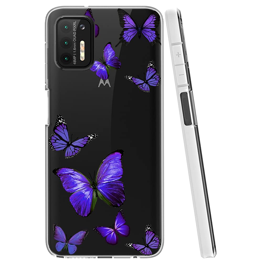 **Motorola Moto G Stylus 2021 Case - Slim Shockproof Clear TPU Protective Cover with Butterfly Pattern (Purple) - Durable Phone Case for Everyday Use & Travel**