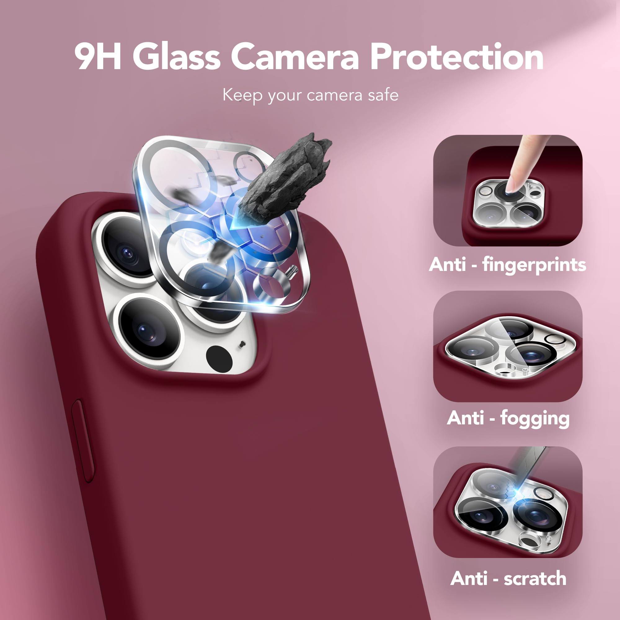 Premium Liquid Silicone iPhone 15 Pro Max Case with MagSafe Compatibility - Shockproof Phone Cover with Camera Protector & Screen Protector, Anti-Scratch Microfiber Lining (Maroon) - Perfect for Outdoor Adventures, Daily Protection & Wireless Charging