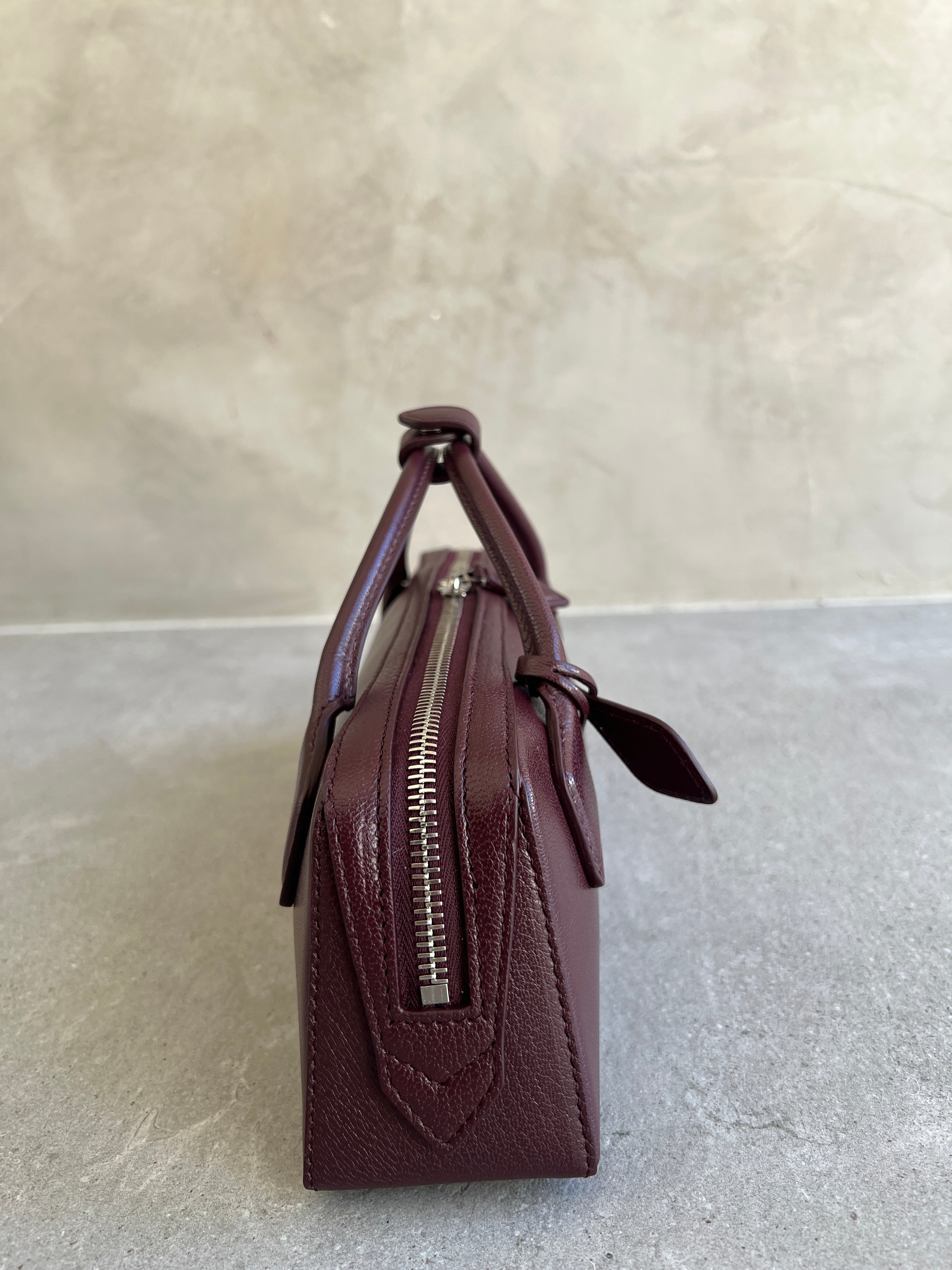 Le Teckel Clutch Goat Leather Handbag in Grenat Red - Perfect for Evening Parties, Date Nights & Special Occasions