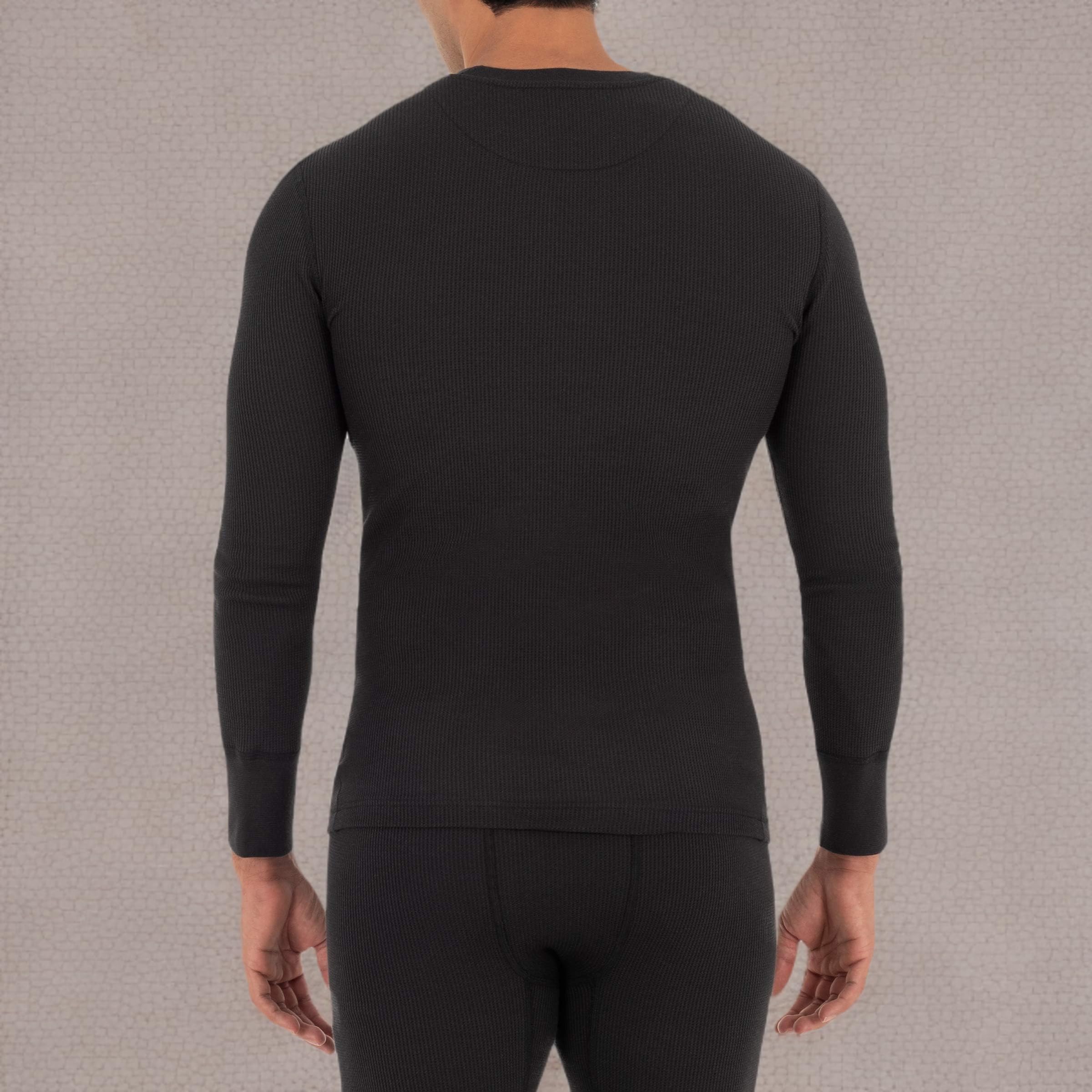 Fruit of the Loom Men's Eco-Friendly Recycled Waffle Thermal Underwear Crew Neck Top - 1 Pack & 2 Pack Options - Warm Base Layer for Winter, Outdoor Activities & Layering