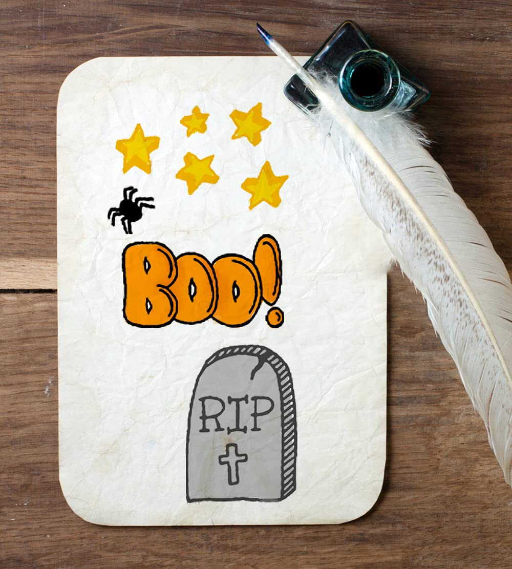 Halloween Silicone Clear Stamps Set - Coffin, Grave, Ghost & Bat Designs for Card Making, Scrapbooking, DIY Crafts - Perfect for Embossing, Album Decorations & Spooky Party Invitations